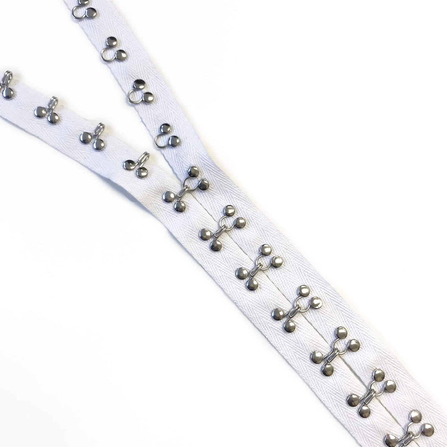 Silver Hook and Eye Cotton Tape Trim(3YD/Pack) (Off White)