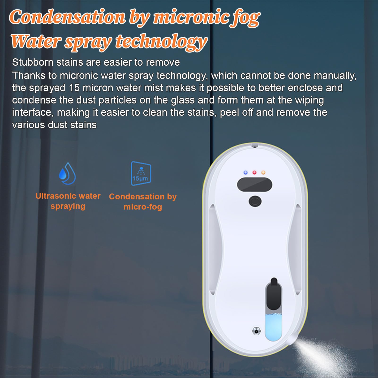 Window Cleaner Robot with Water Spray Window Cleaning Robot Window Cleaner with Automatic Water Spray Glass Cleaning Robot 5600Pa Sunction Power for Windows/Tiles/Class Door (White) — view 7