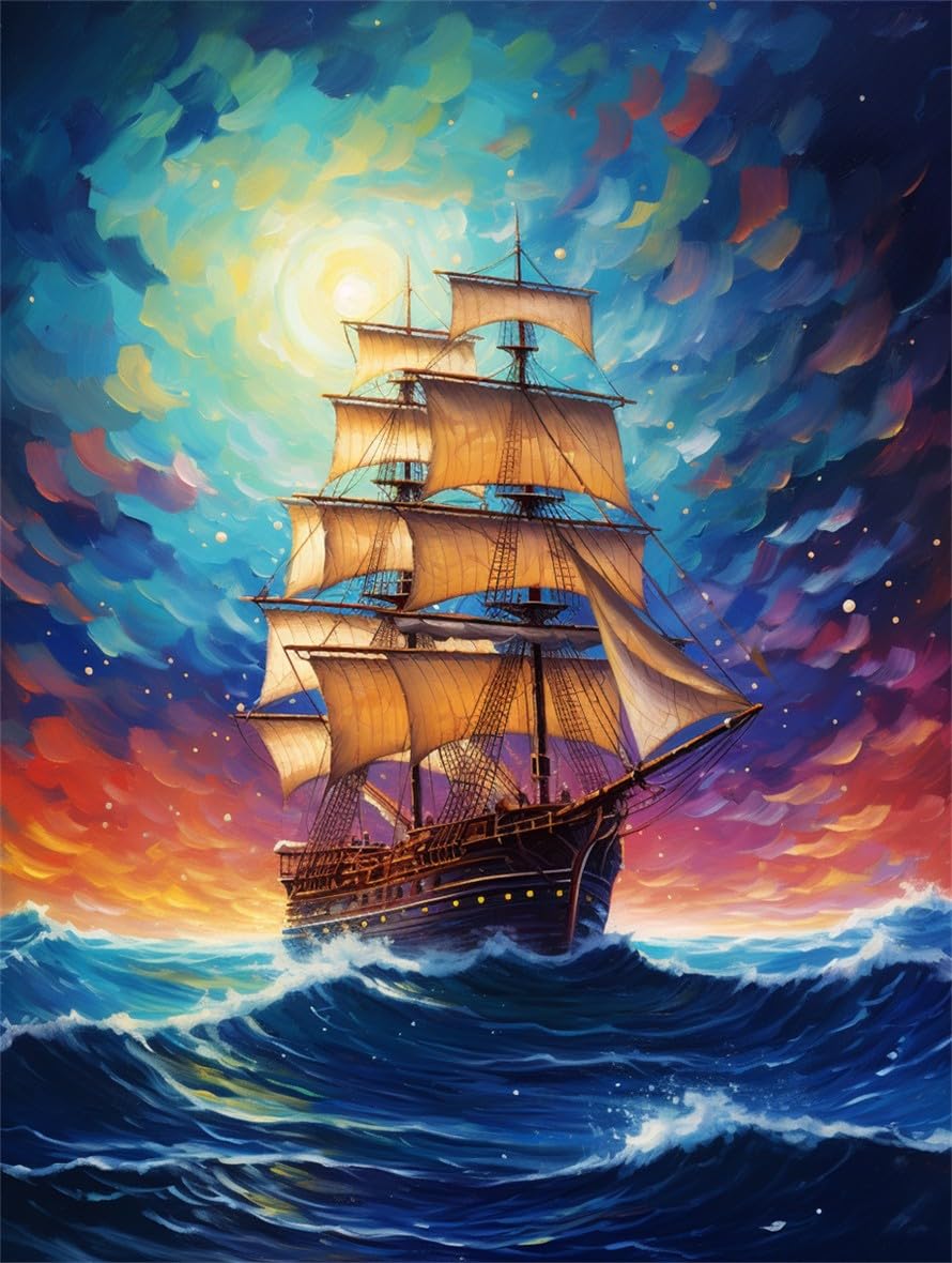 HUUDNHYK Tableau Bateau à Voile Sur Mer - Impression Sur Toile Panoramique 150x50cm Sans Cadre