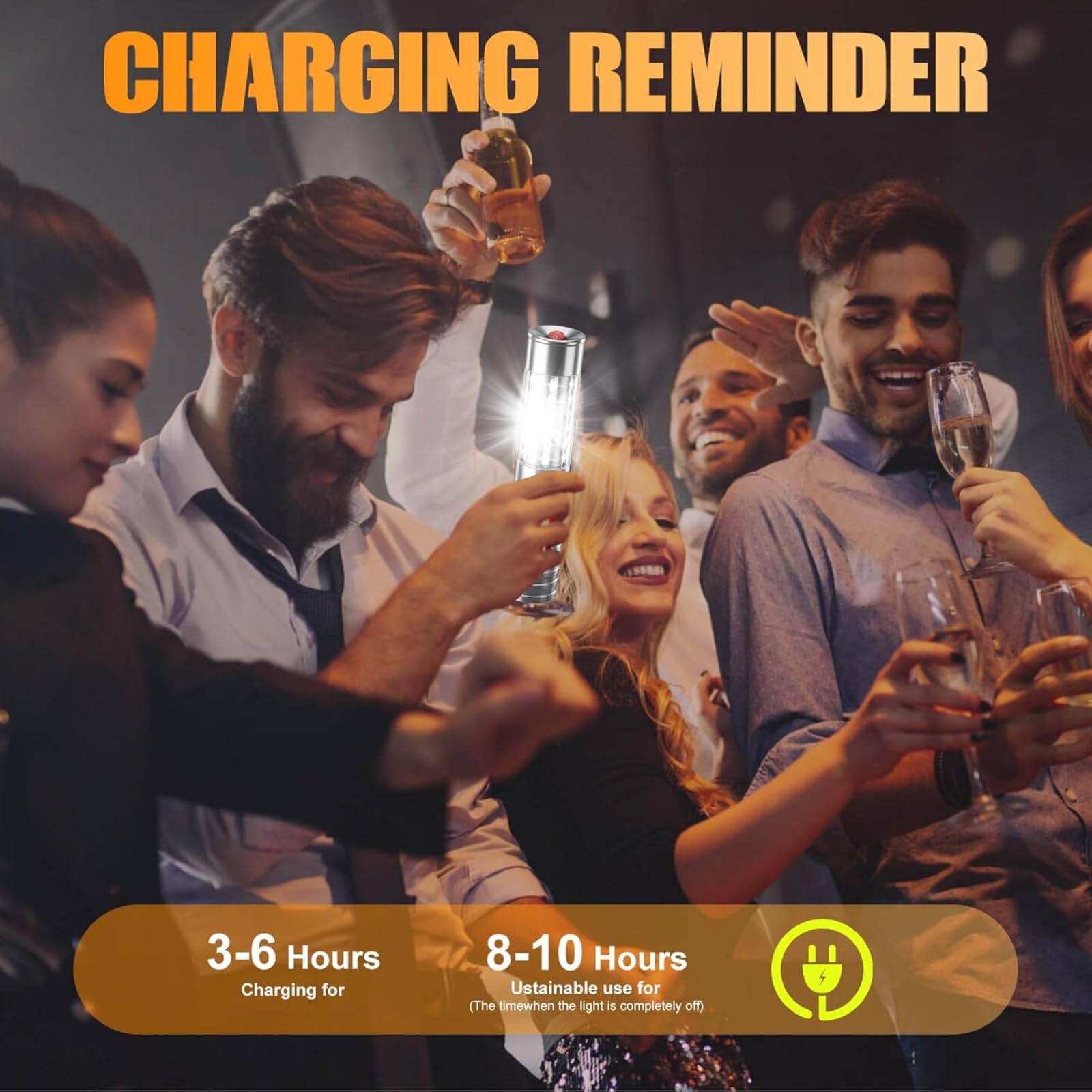 Set di 2 luci LED per bottiglie di champagne, per bottiglie di champagne, bastoncini stroboscopici, luminosi ricaricabili, illuminazione di servizio, per bar, club, feste, compleanni, matrimoni
