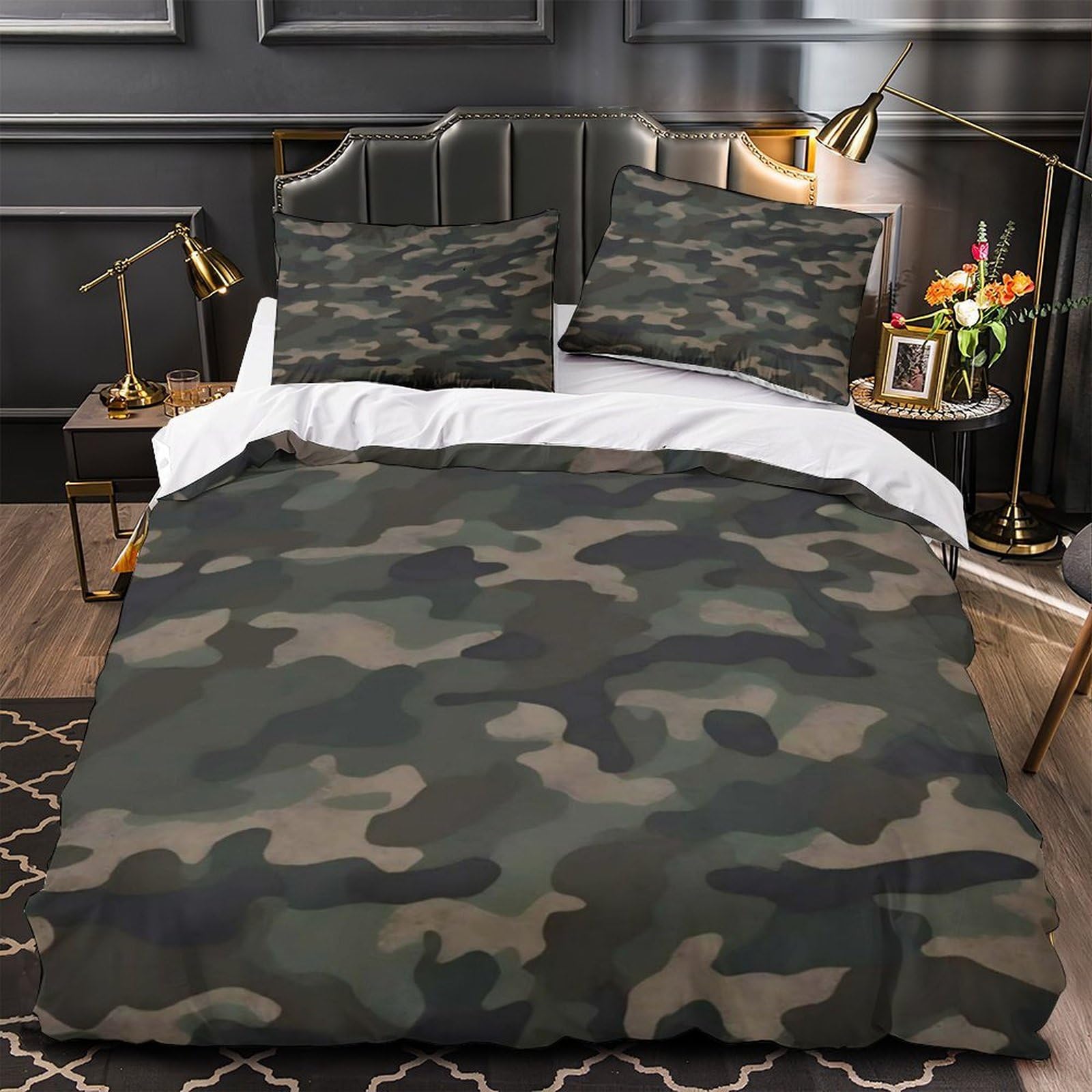 Housse de couette camouflage anti-acarien lit single adulte