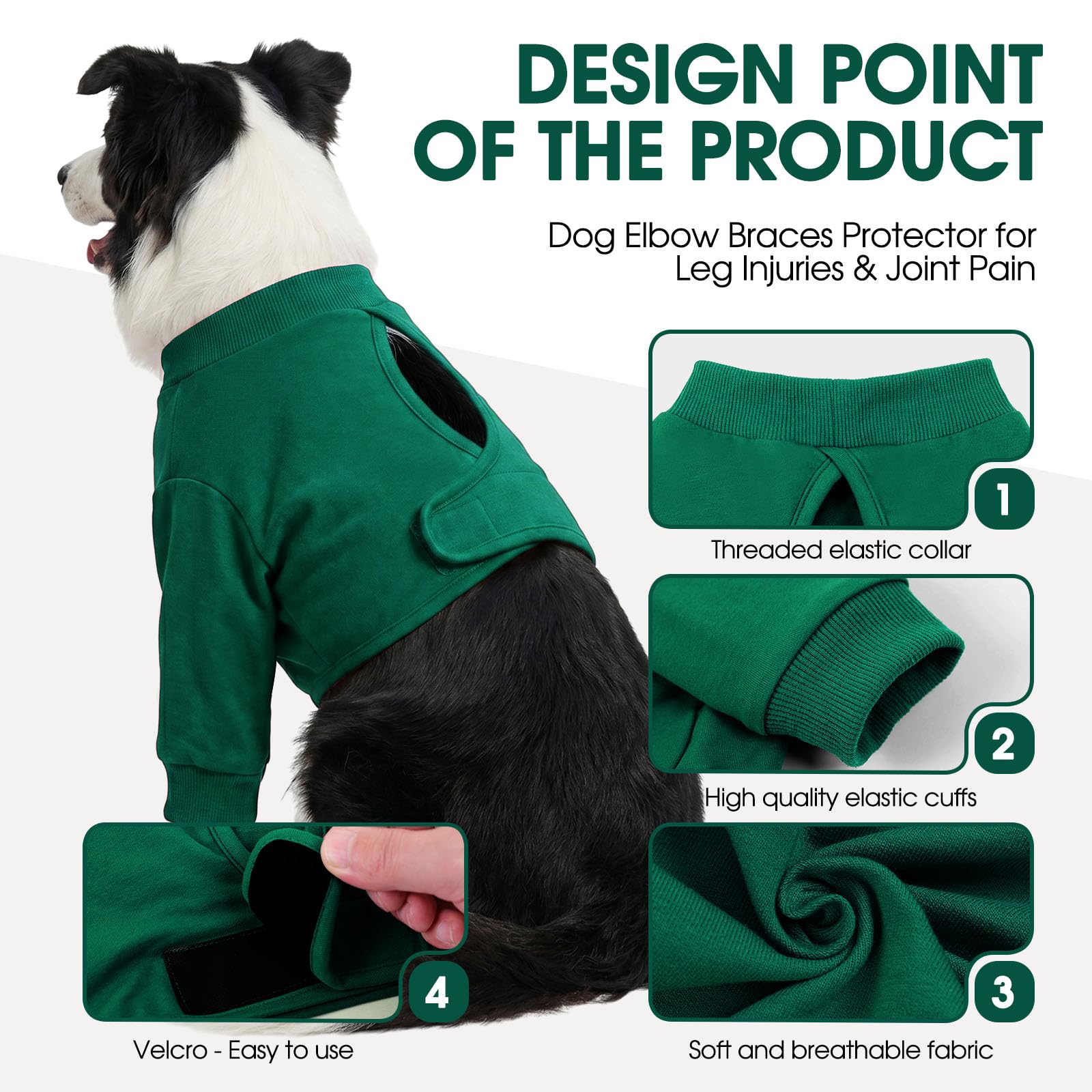 CITÉTOILE Manchon de Récupération Chirurgicale Chien, Protection Contre Les blessures à la Jambe Avant pour Chien de Taille Moyenne et Grande, Vert, S