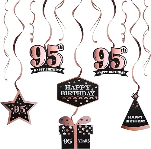 Miniatura 475 de LINGTEER Happy 65th Birthday Decorations Set - 12Pcs Black & Gold Swirls Streamer,Happy Birthday Bunting Banner,Cheers to 65 Years Old Bday Party