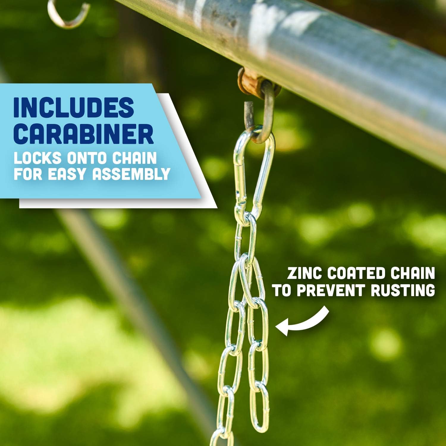 Original High Back Full Bucket Toddler Swing Seat with Plastic Coated Chains and Carabiners for Easy Install - Blue - Squirrel Products