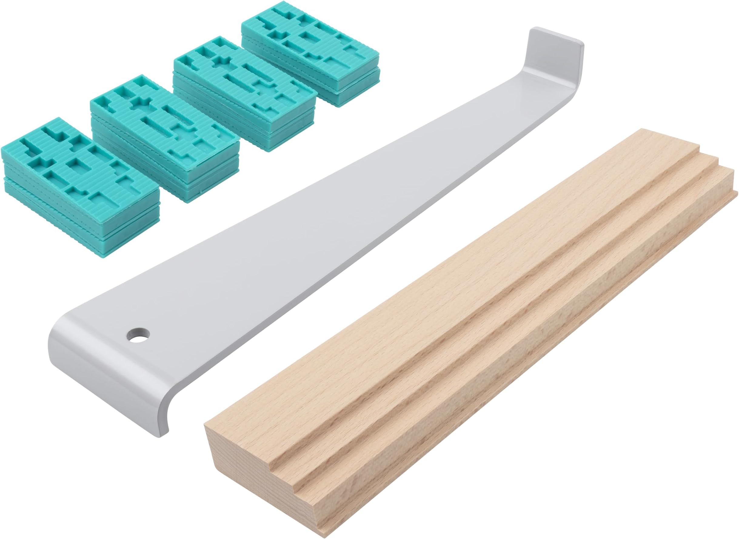 wolfcraft Laying Set for Laminate 6931000 I Tool for Laying Laminate, Parquet or Cork I for Renovating Flats or Houses - Pull Iron, Punch Wood, Spacer Wedges