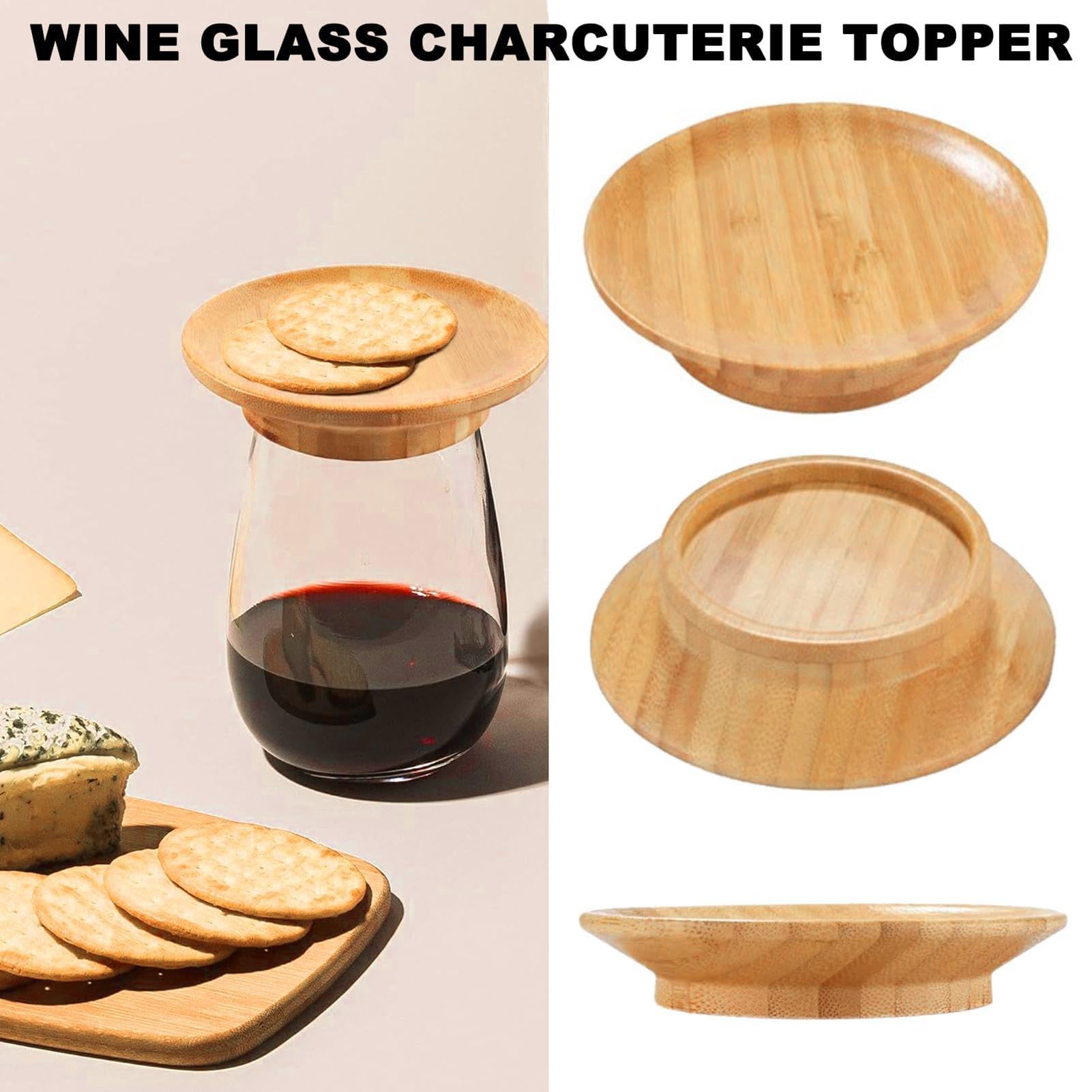 Wine Glass Charcuterie Topper With Straw Princess Drink Charcuterie Wine Glass Toppers - 6 Piece Wooden Appetizer Plates For Wine Glasses Charcuterie Board Wine Glass Topper