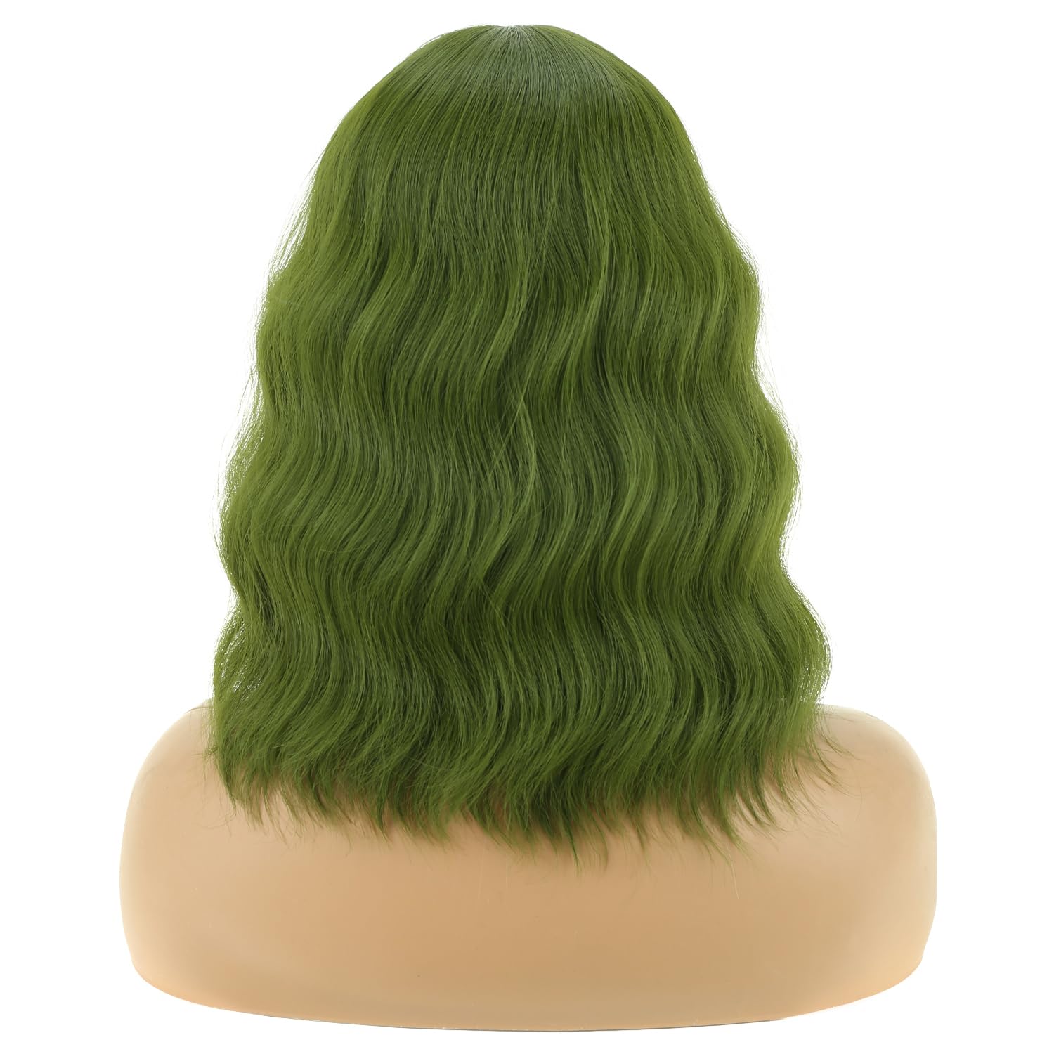BERON 14-Inch Short Curly Synthetic Wig with Bangs and Wig Cap