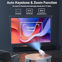 Vista 4 de Mini Projector with WiFi and Bluetooth, 4K 1080P Support Portable Projector Auto Keystone, 130'' Screen Movie Projector for Home Theater 180