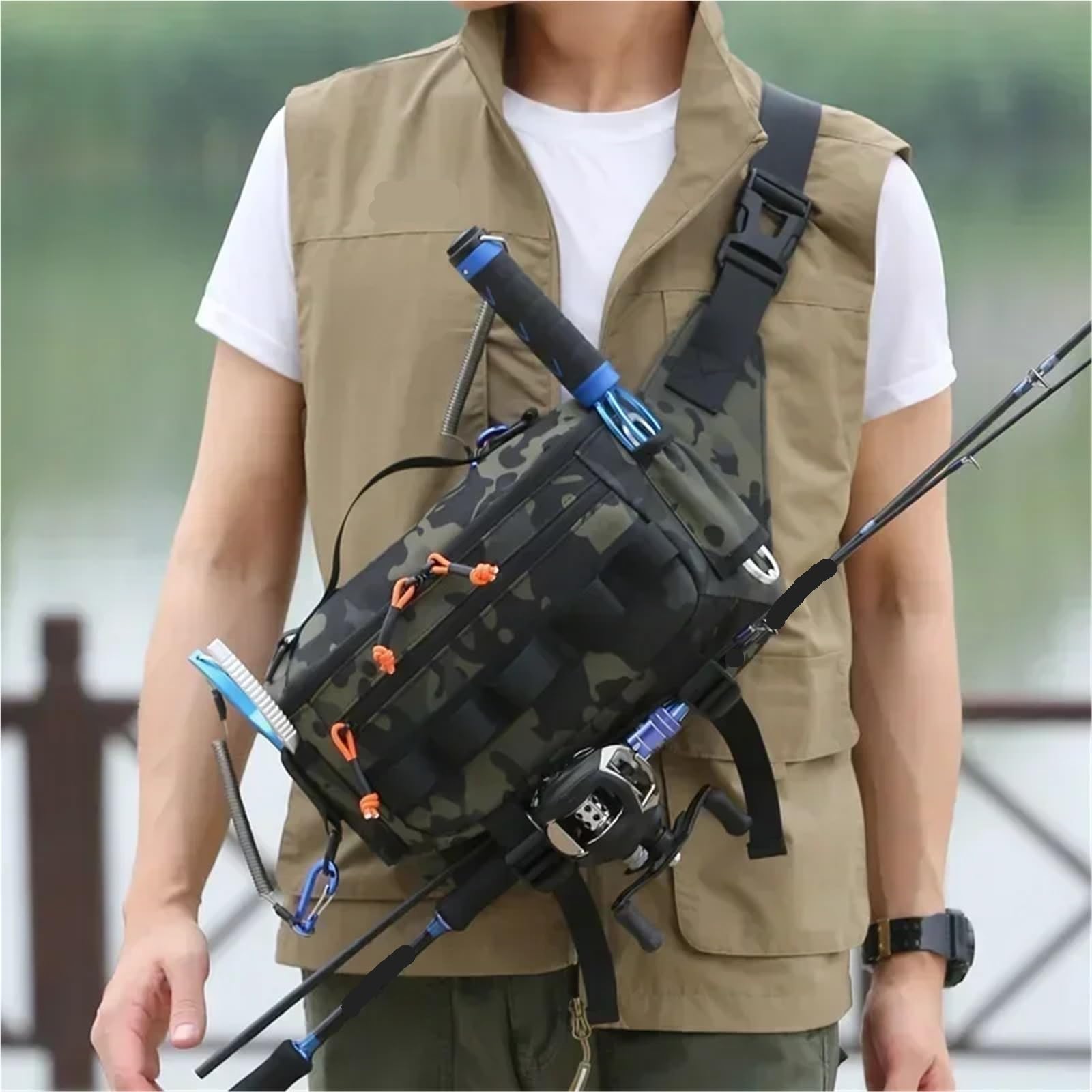 Sac de Pêche Sac de Poitrine de pêche, Sac de Taille, Voyage en Plein air, Sport, leurre, Camping, randonnée, Cyclisme pour Randonnée Voyage