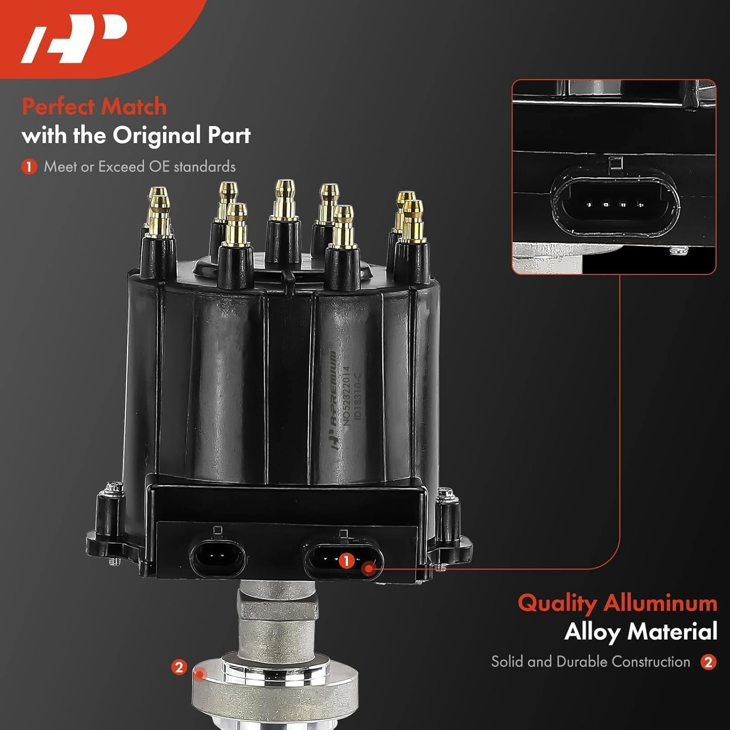 A-Premium Ignition Distributor with Cap and Rotor Compatible with Chevrolet Caprice 1991-1993 & Buick Roadmaster 1991-1993 & Cadillac Commercial Chassis 1993, Fleetwood & Oldsmobile Custom Cruiser