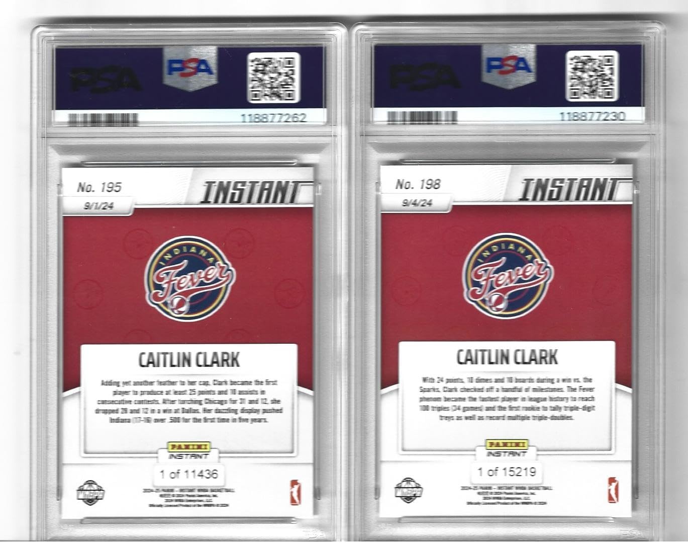 Graded Psa 10 Caitlin Clark Basketball Rookie 2 Card Lot #195,198 Rookie Of The Year Winner! You Will Receive Both Cards Shown