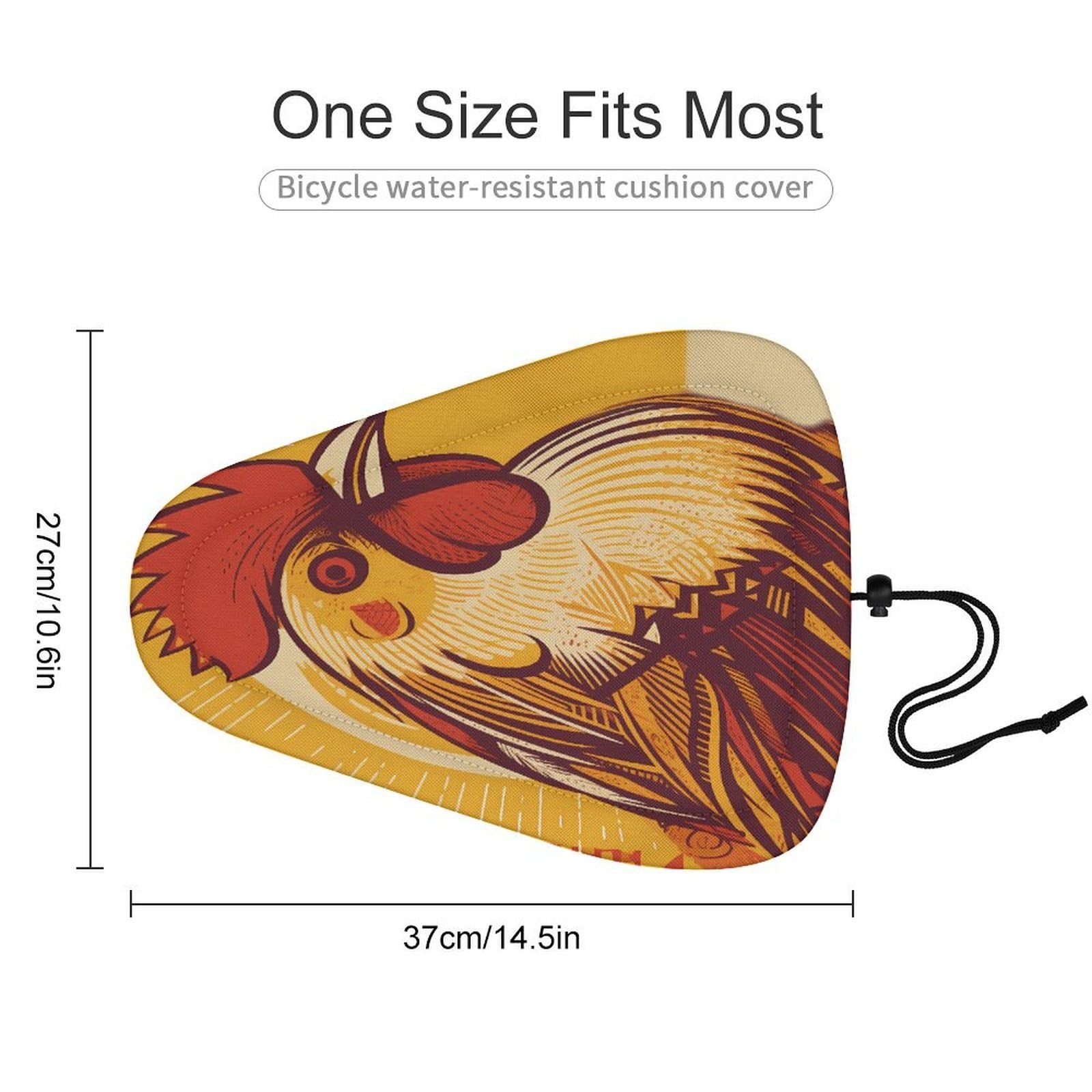 Cartoon Chicken Bike Seat Cover Water-Repellent Exercise Bike Seat Cushion Bicycle Saddle Cover with Drawstring Rain Snow Dust Covers for City Mountain Road Biking