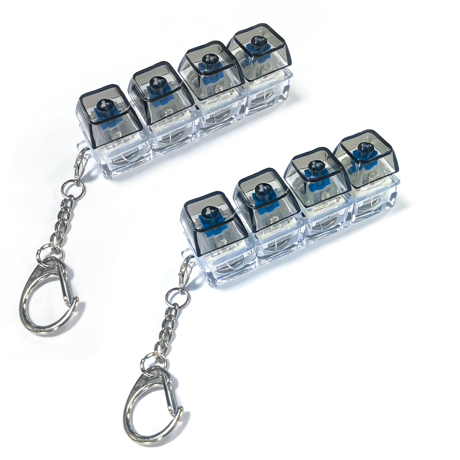 Keyboard Fidget Toy - Pack of 2 LED Light Keycap Fidget Keyring, Authentic Click Tactile Experience Fidget Keyboard, Portable Colourful Fidget For Office Travel Daily Relaxation