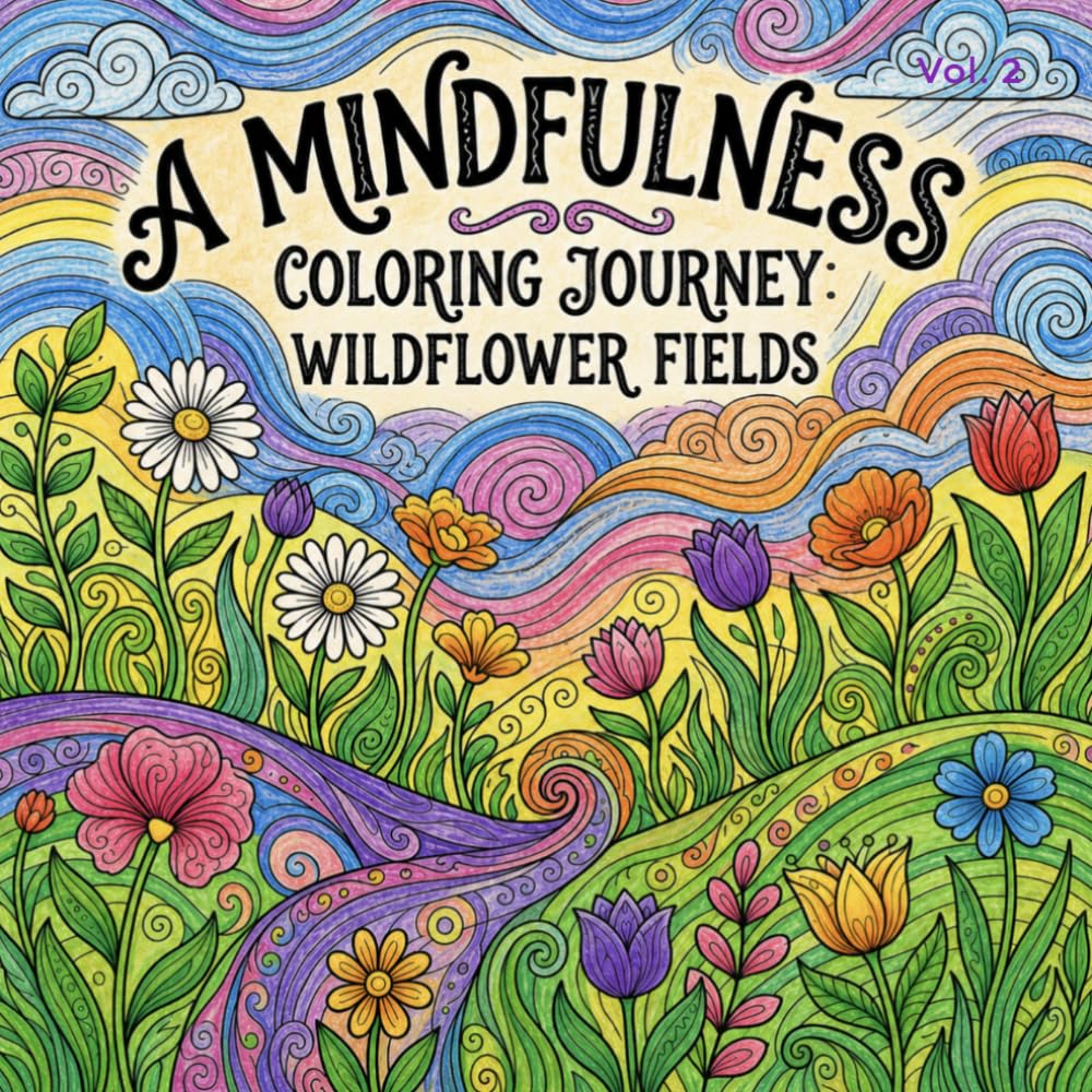 A Mindfulness Coloring Journey: Wildflower Fields: Relaxing Wildflower Landscapes and Flowing Nature Designs for Stress Relief, Creativity, and Mindful Coloring