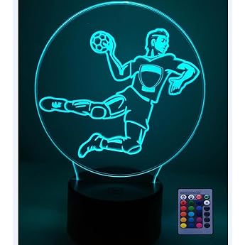 Optical Illusions 3D Handball Night Light LED Lamps Remote Control 7/16 Colour Changing Touch Table Desk USB Power for Children Bedroom Birthday Gifts Gift [Energy Class D]