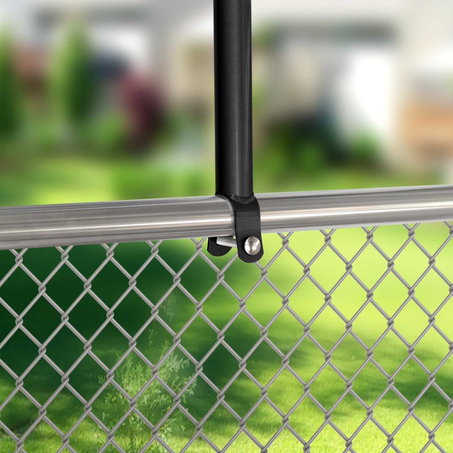 9 Pack Chain Link Fence Extension, 25.2'' Fence Extension Height, Galvanized Post Extender for Dogs and Privacy (1-3/8'', Black)
