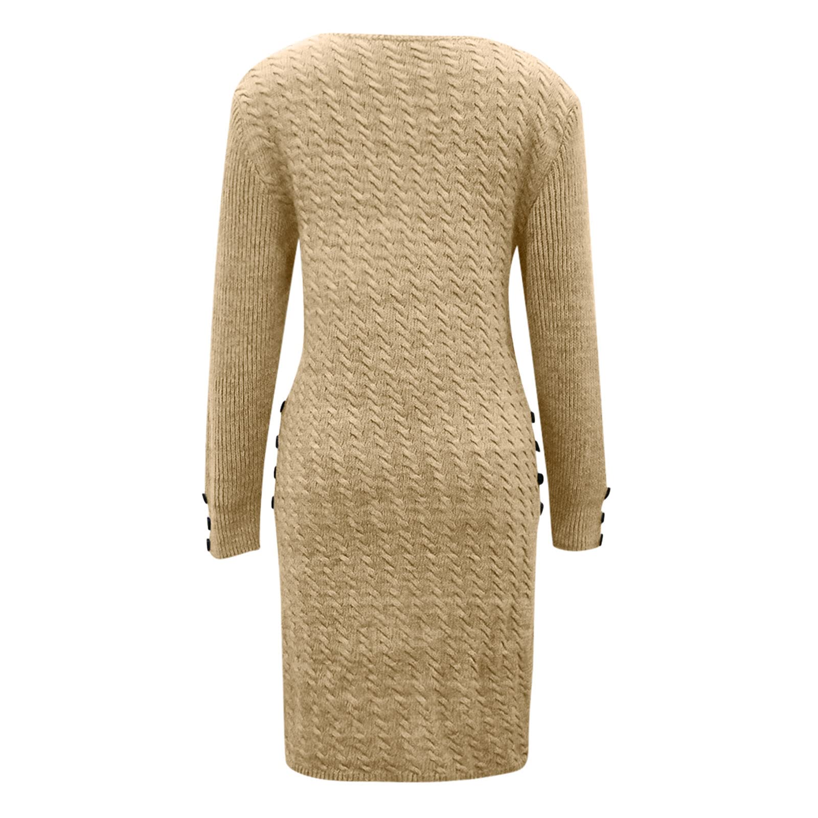Générique Robe Automne Femme Chic - Robe Pull Décontractée Manches Longues Col Roulé Couleur Unie Automne Hiver pour Femmes
