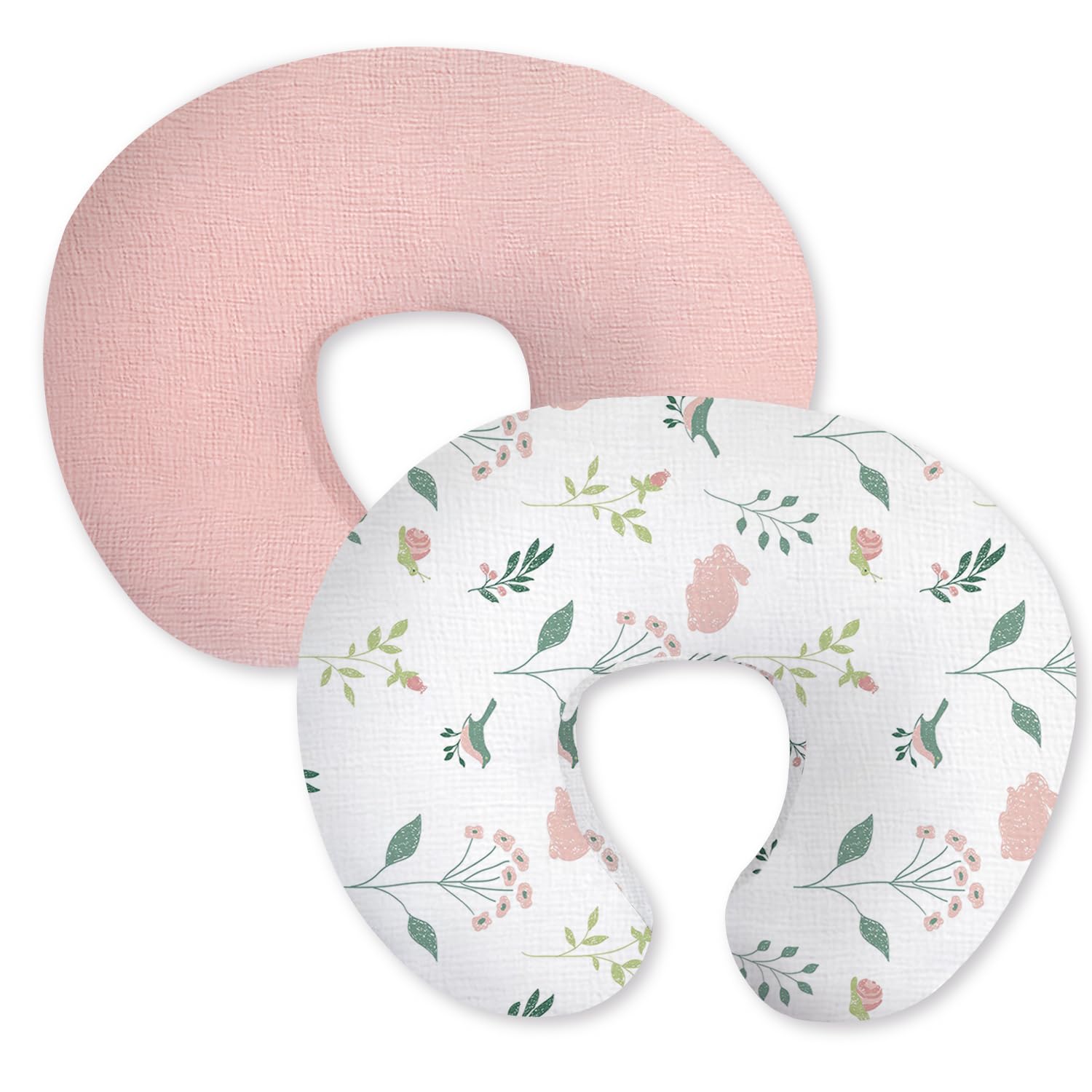 Little Grape Land 100% Cotton Muslin Nursing Pillow Covers 2 Pack, (Bunny)