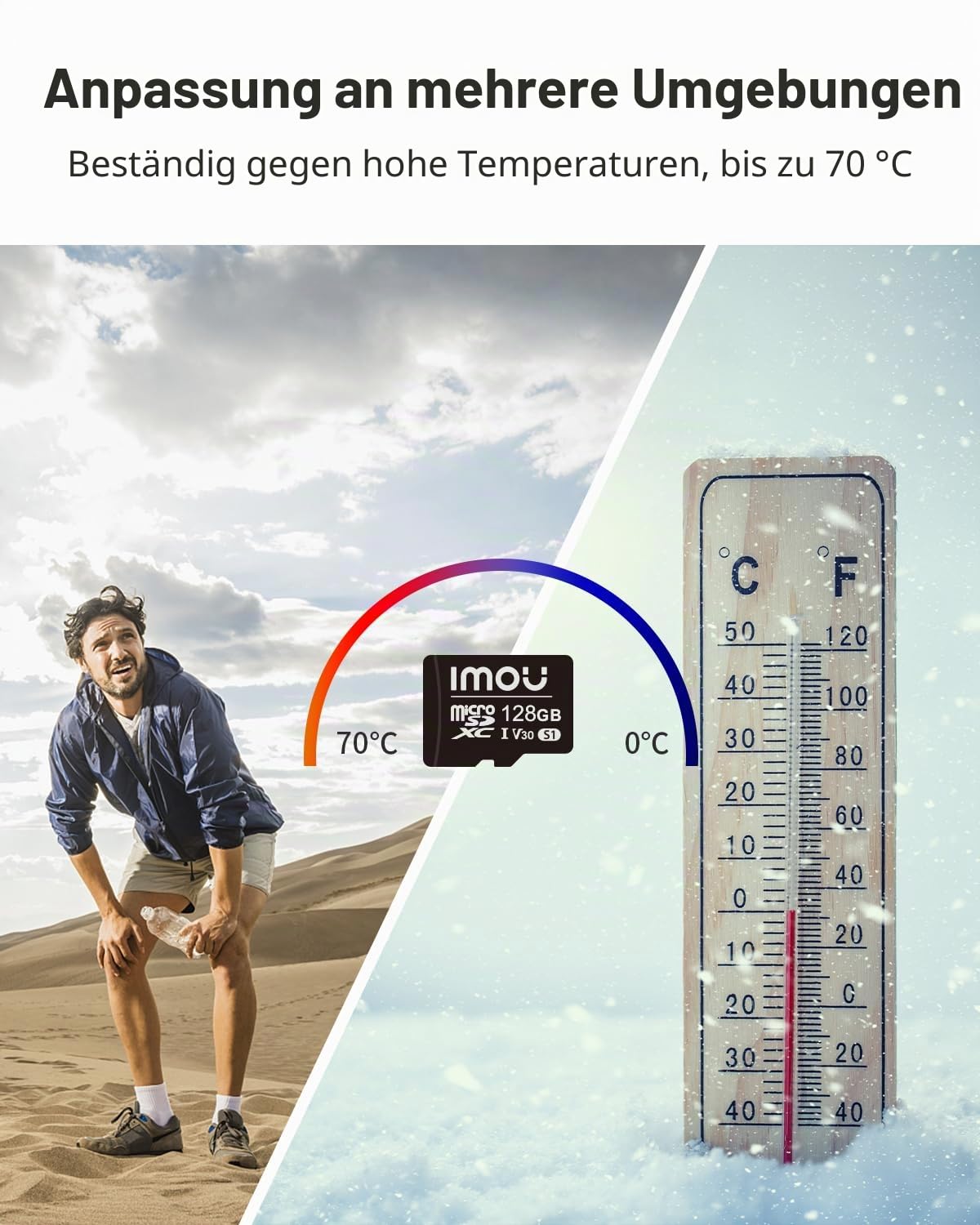 128 GB Micro SD-Karte imou SDXC-Speicherkarte, Full HD-Geschwindigkeit, Bis zu 95/25 MB/s, UHS-I, SD-Adapter für Smartphones, Tablets, Action-Kameras, Drohnen (128 GB)