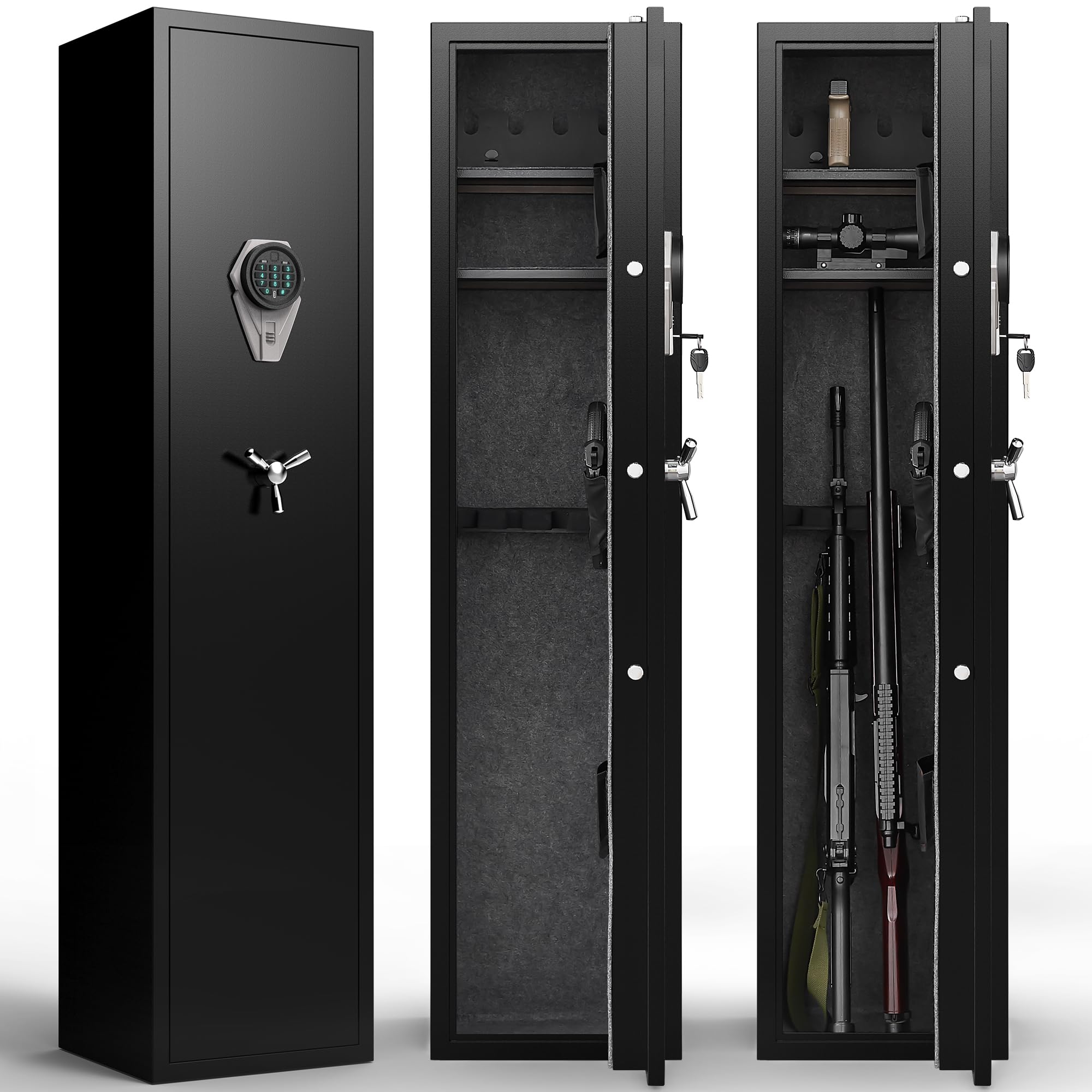 SAFEFEVER 35 Gun Safe, Rifle Gun Safe with Digital Keypad, Gun Safes for Rifle and Pistols with