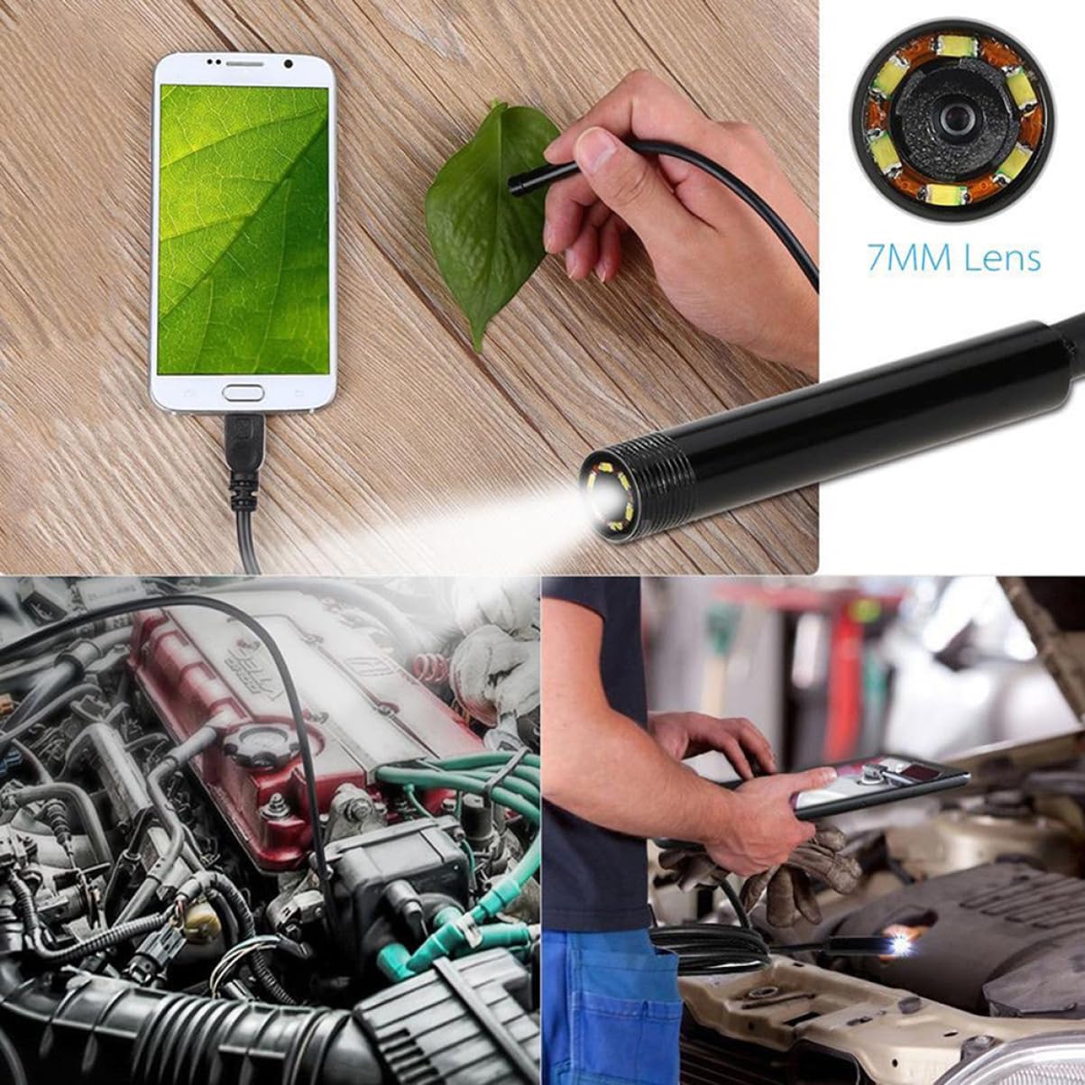 7mm Camera for Bore Scope Inspection Camera 2m Cable Ip67 Waterproof for Phone Laptop