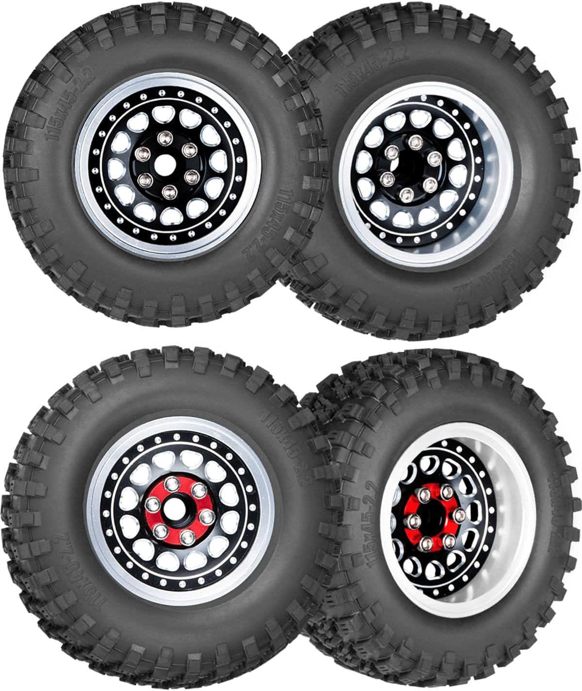 Amazon.com: RcarmubWow RC Adjustable 4 Offsets 2.2IN Beadlock Wheels ...