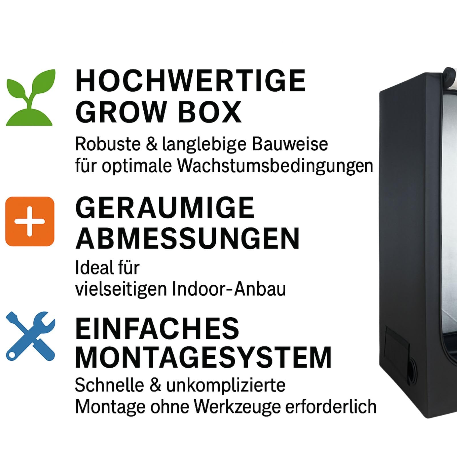 Weedness Grow Box 40x40x140 Lichtdicht Zuchtzelt Indoor Zucht