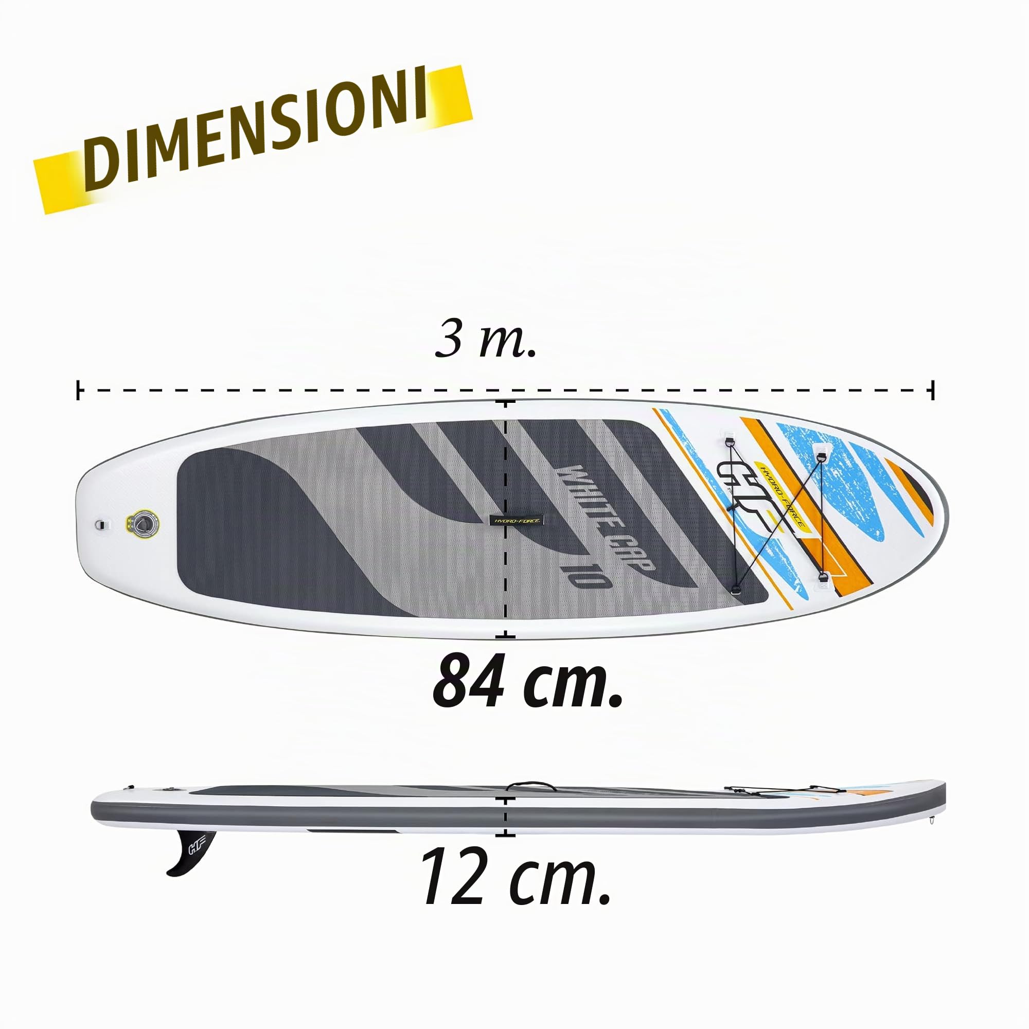 Hydro-Force SUP Gonfiabile Stand Up Paddle Board, set completo con kit di conversione kayak, multistili, dimensioni 30 cm, 3 m