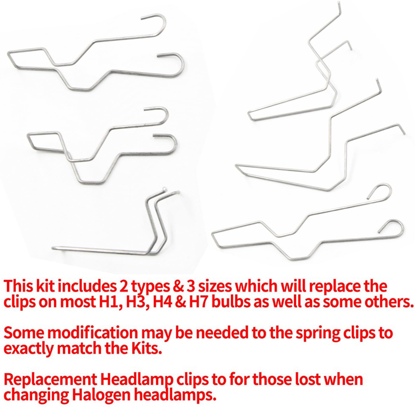Clip a Molla di Fissaggio per Faro, 5ZHSFULLKIT 6PCS Morsetto per Lampadina in Acciaio per Faro Anteriore, Fascio Anabbagliante, per H1 H3 H4 H7