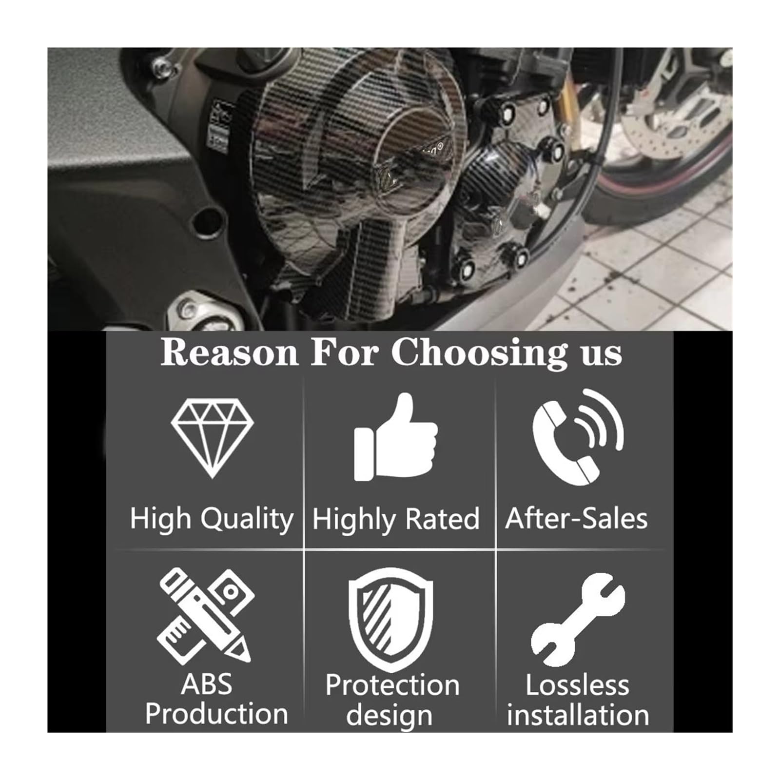 Motorschutz Für Aprilia RS 660 Für TUONO 660 2021-2024 Motorrad Motorschutz Schutzabdeckung Kupplungspulsschutzset Blenden Ziereisten(Carbon Look)