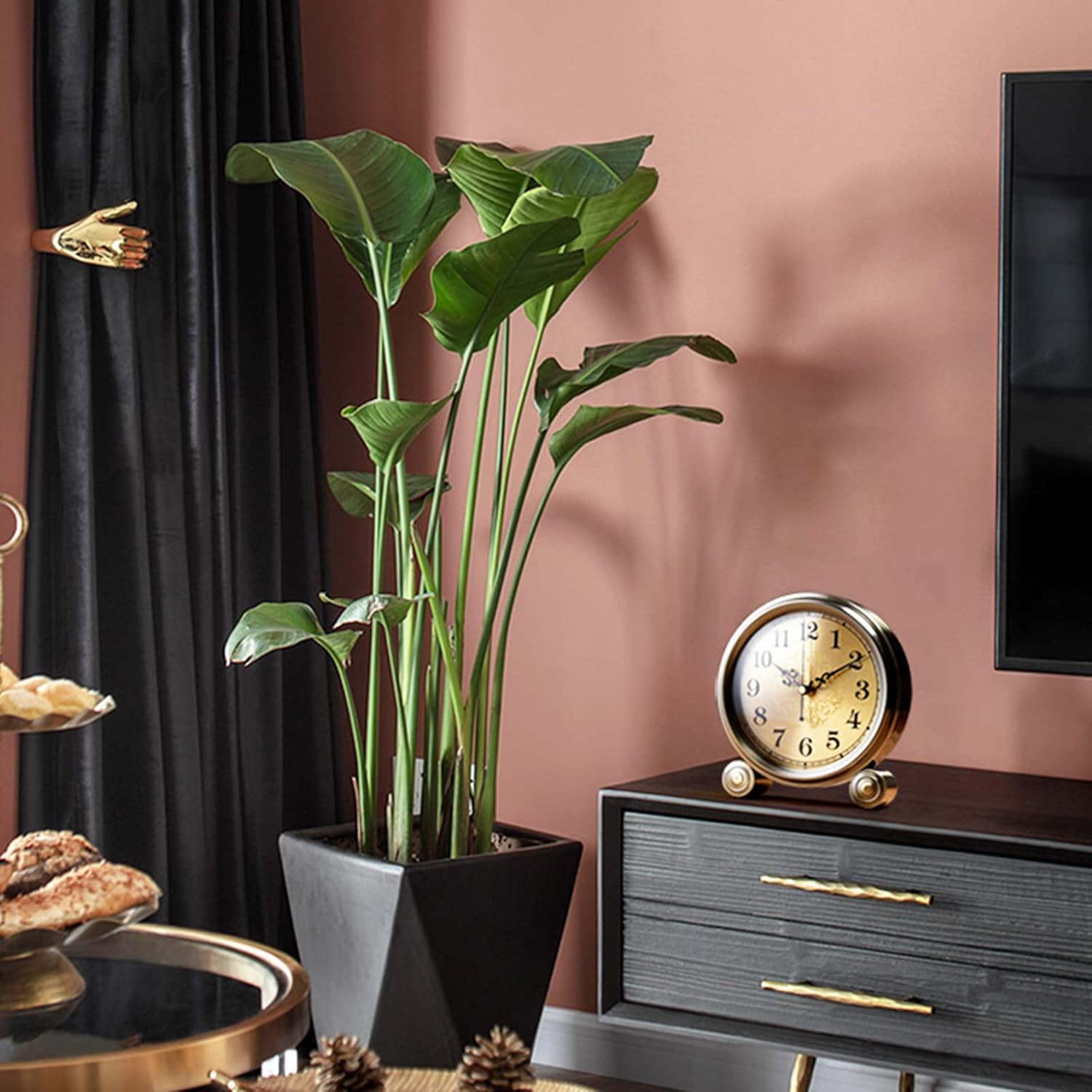 Mantel Clock Clock Nordic Mantel Clock Silent Decorative Fireplace Mantle Clock Battery Operated Desk Clock for Living Room Decor Office Shelf Decoration (Small)