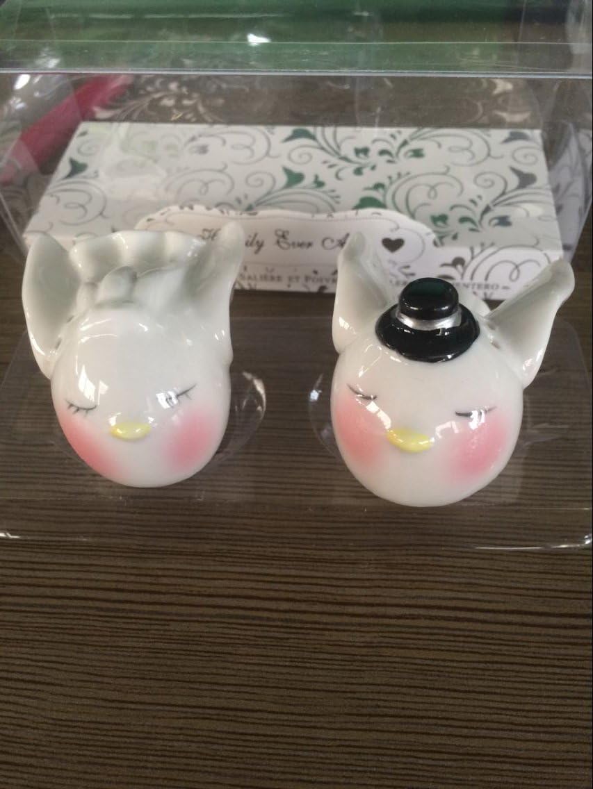 KateMelon Kissing Love Birds Salt and Pepper Shakers, Bride and Groom Ceramic Salt & Pepper Shaker Set, Wedding Favors Gifts/Table Décor,10 Pack