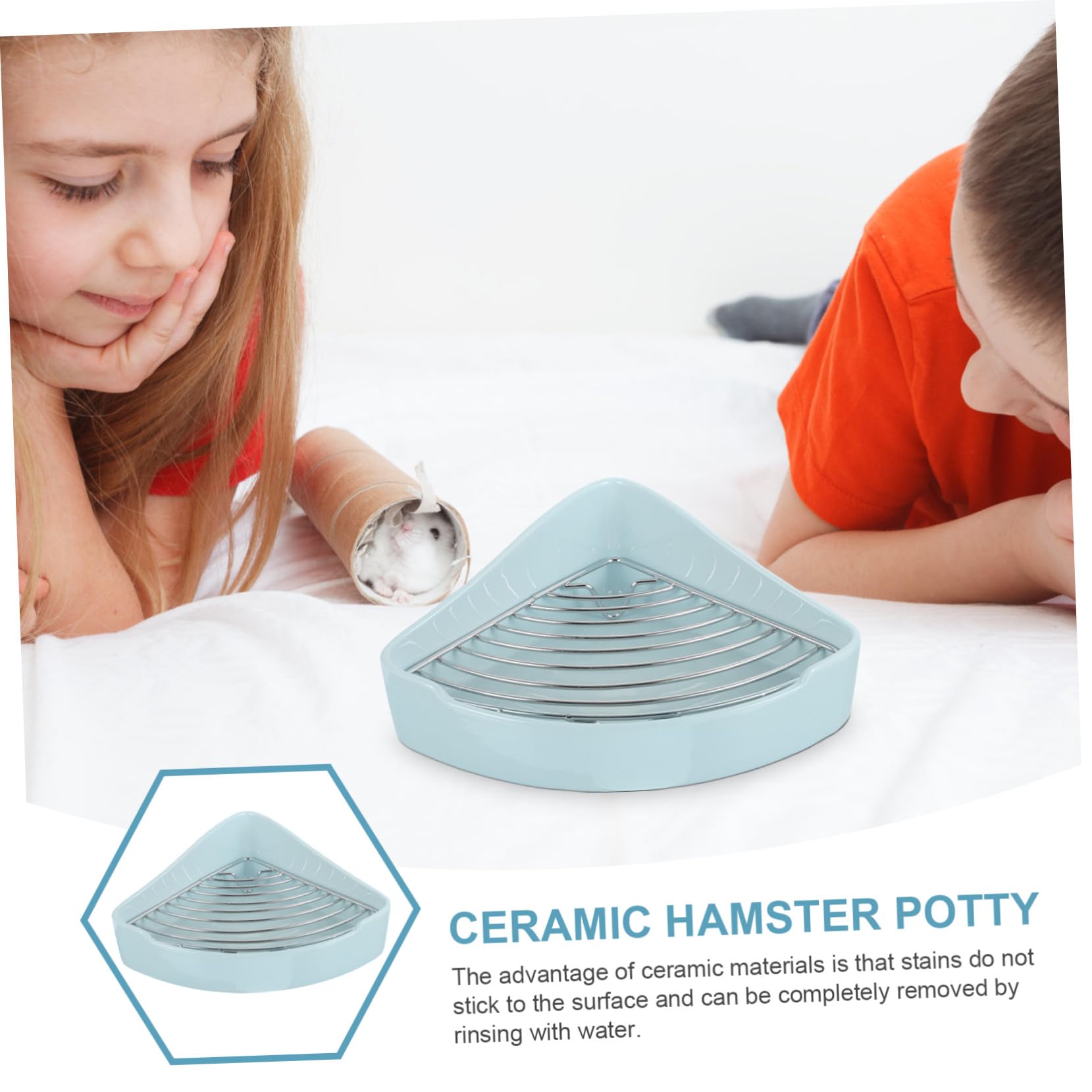 NOLITOY Keramik Dreieck Hamstertoilette für Kaninchen, Leicht zu Reinigen