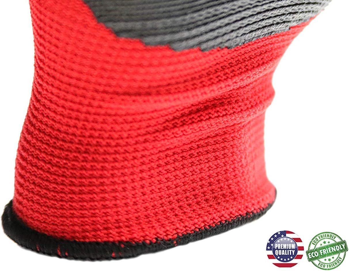 Eldorado Nitrile Coated Multipurpose Work Gloves with Grip. Color: Red (24 Pairs Pack, L)