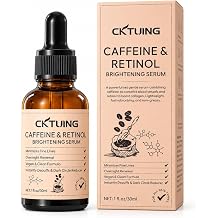 Caffeine & Retinol Face Serum with Hyaluronic Acid, Niacinamide & Peptides, Lightweight Hydrating Facial Serum for Smooth-Looking Skin, 1 fl oz
