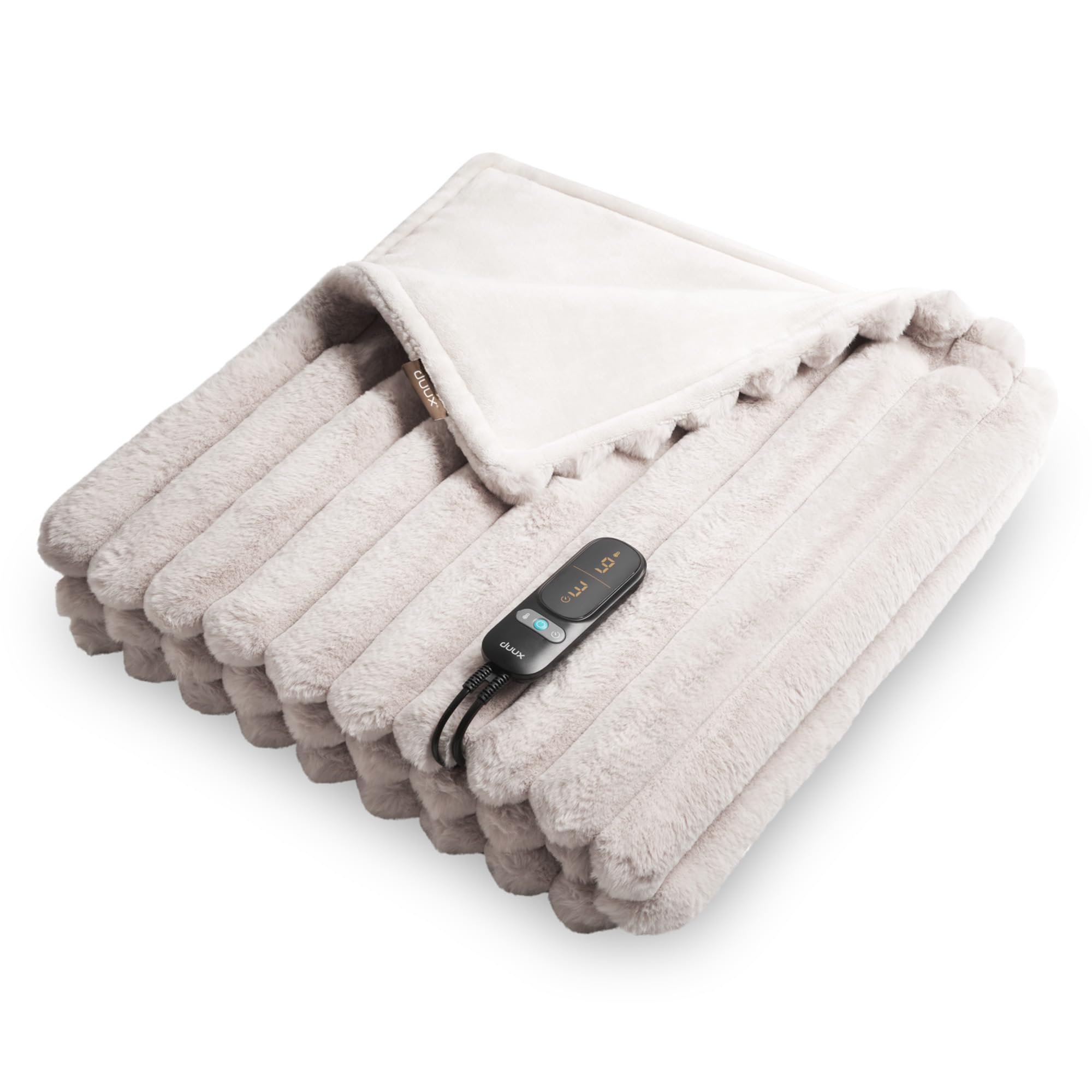 Duux Yentl - Couverture chauffante électrique - 200 x 200 cm - Extra douce - 9 niveaux de chauffage et minuterie - Lavable - Protection contre la surchauffe - Économie d'énergie - Gris