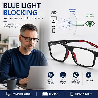 3 Pack Reading Glasses for Men Sporty Style Rectangular Lightweight Comfortable Computer Readers With Spring Hinges