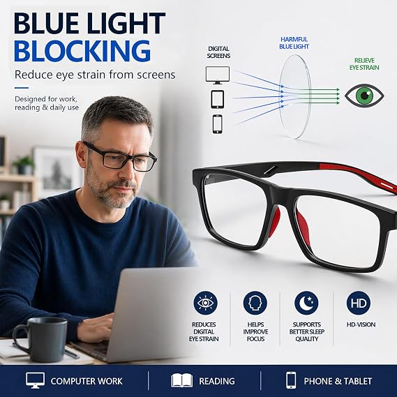 3 Pack Reading Glasses for Men Sporty Style Rectangular Lightweight Comfortable Computer Readers With Spring Hinges