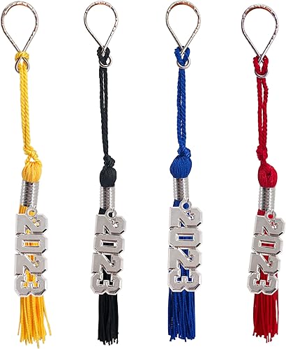 Miniatura 5 de GraduationMall Llavero de borla de graduación con dije extraíble de año de plata 2023, llavero de graduación, regalo para él y ella, rojo, 1 unidad