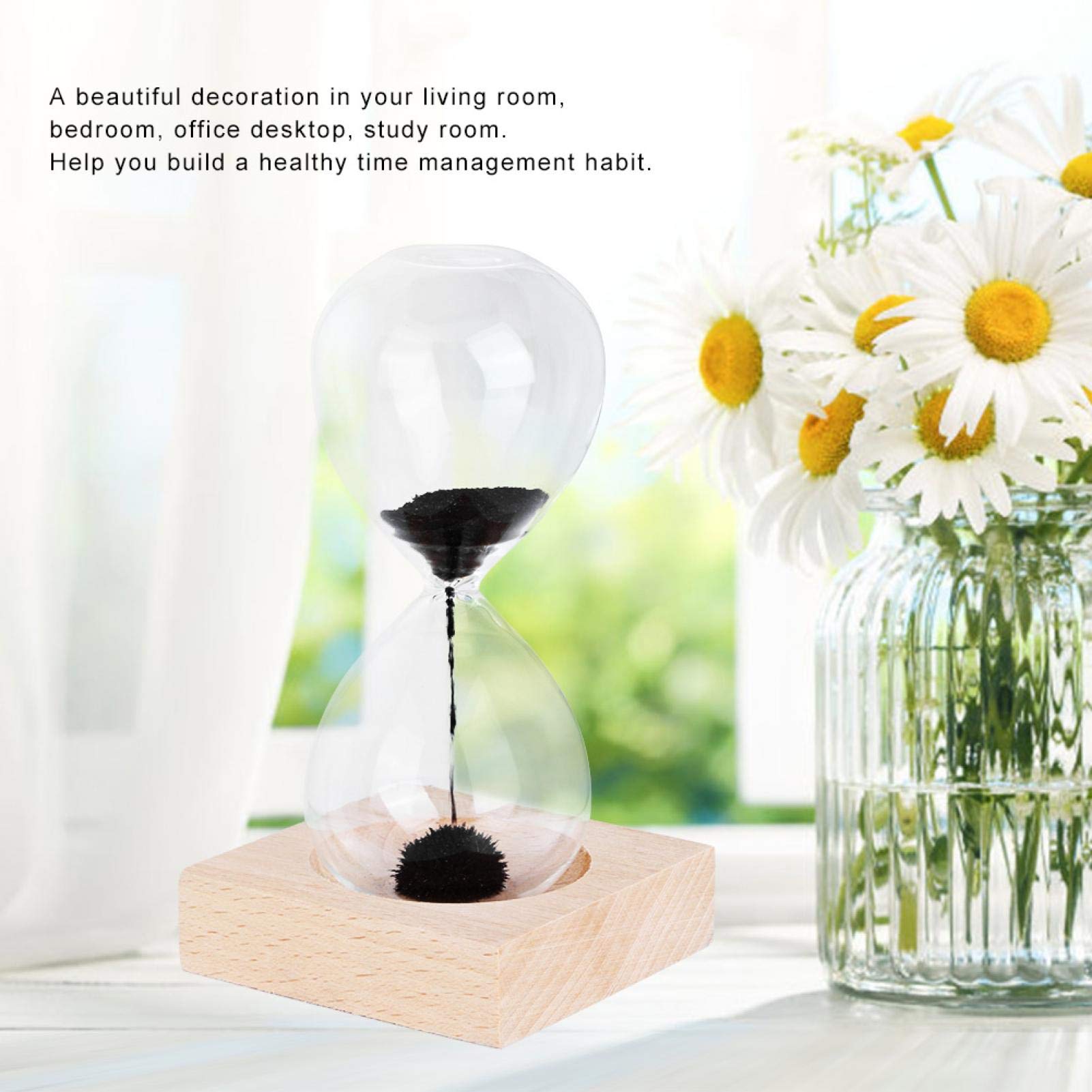 Anself Magnet Hand-Blown Sand Timer Desktop Decoration 10 Second Desktop Magnetic Glass Sand Hourglass with Base for Home Decoration Ornament Gift - Image 4