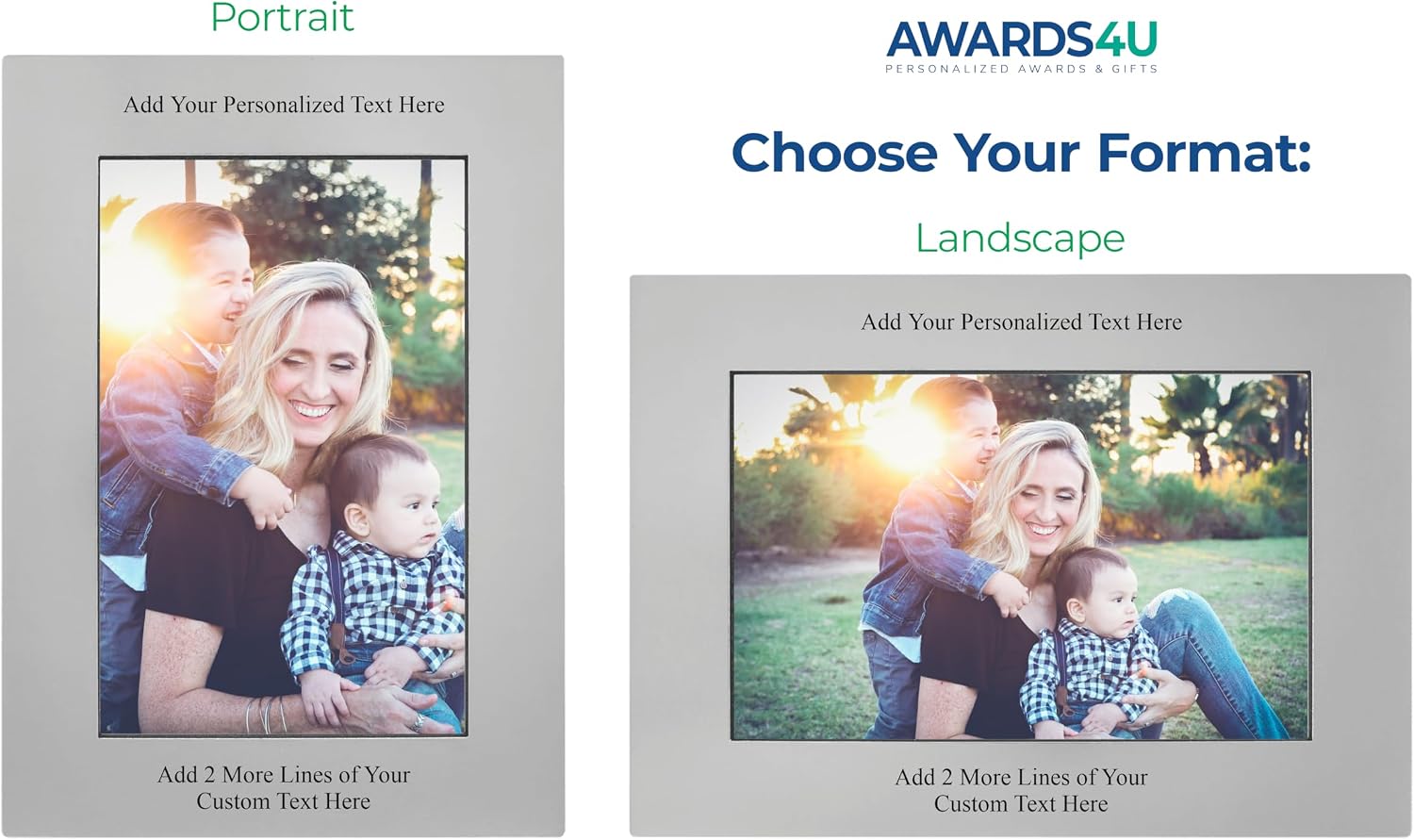 Awards4U Personalized Picture Frame 4x6 Photo Size – Add Your Custom Text in 2 Imprint Locations - Customizable Gift Both Vertically and Horizontally - Choose Color and Font Custom Picture Frame