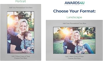 Personalized Picture Frame 4x6, Custom Brushed Silver Aluminum Photo Frame