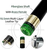 Vista 3 de Taco de billar de 57 pulgadas, punta de cuero multicapa de 0.51 pulgadas, con junta rápida, capa superior brillante resistente a la humedad