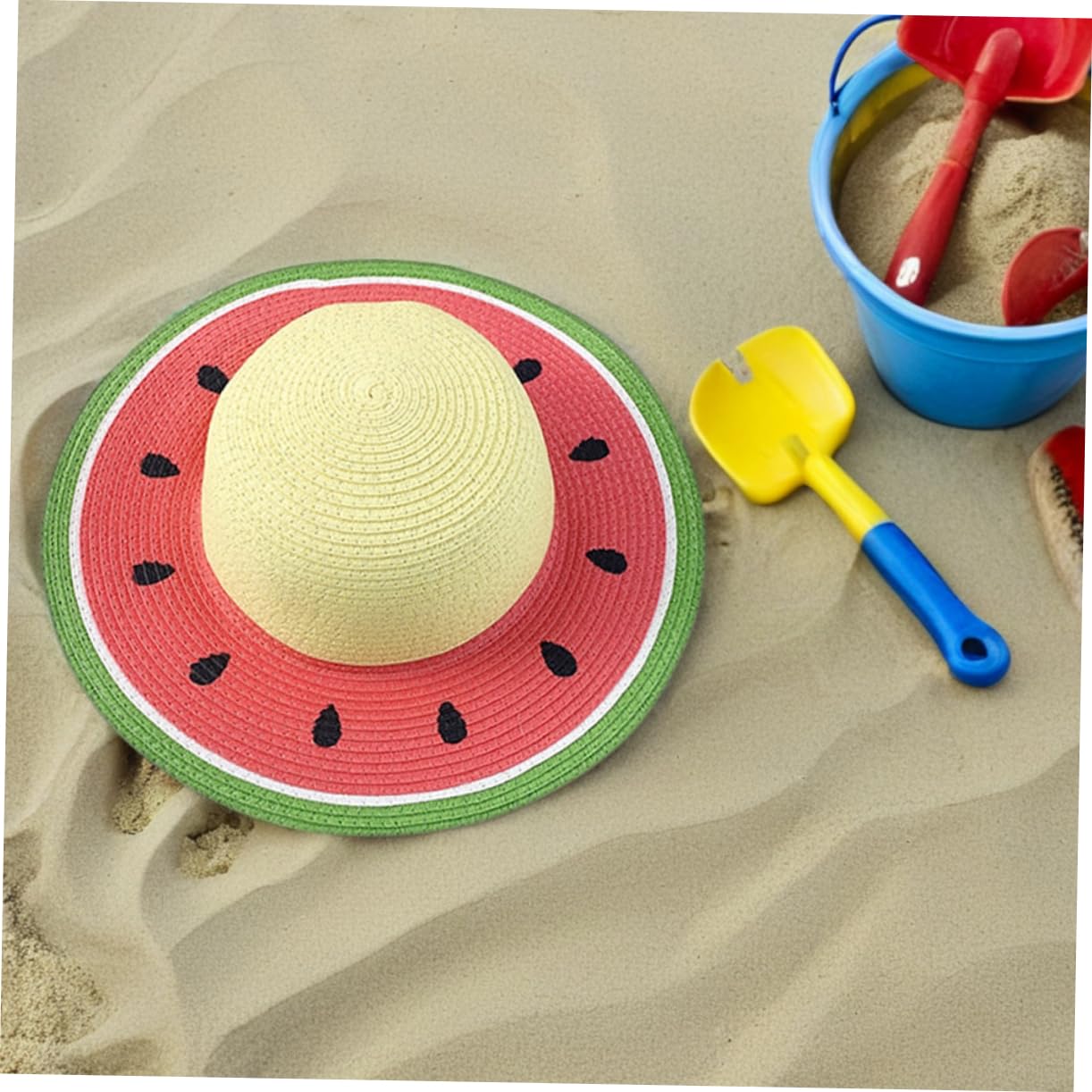 Healifty Sombrero de Paja Chino Tejido a Mano Diseño de Sandía para Niña, Decoracion Verano, Sombrero de Playa Ligero y Transpirable Adecuado para Actividades al Aire Libre