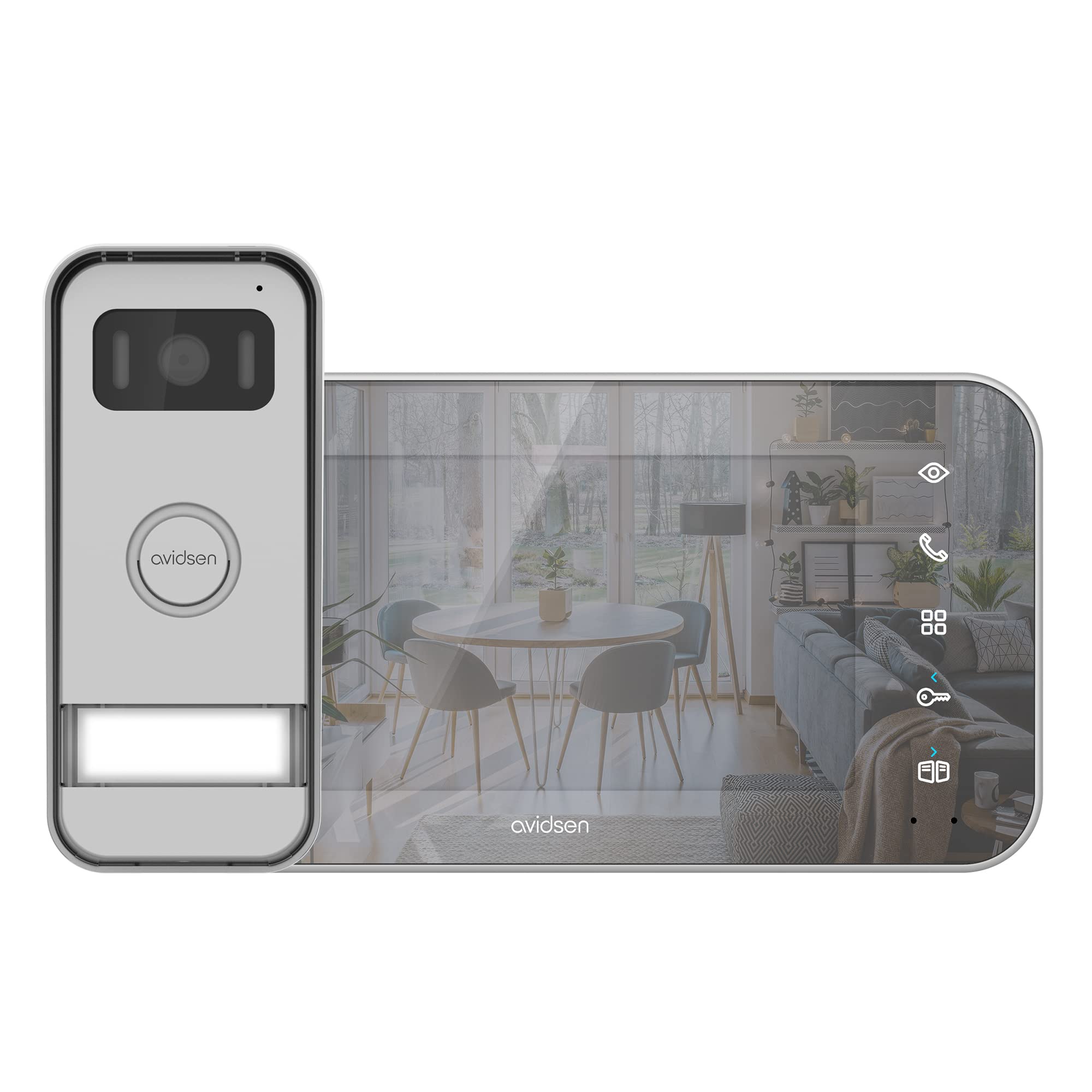 Videocitofono a colori Maya a 2 fili con design ecologico e doppio controllo a effetto specchio - Avidsen - 112291