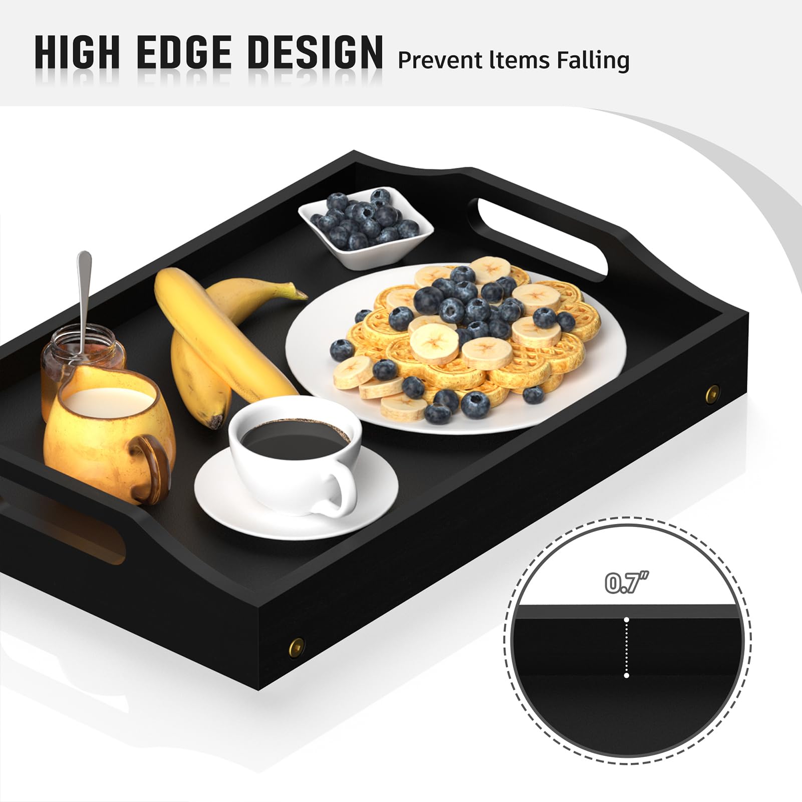 Mayyol Plateau de petit-déjeuner pour manger – Table pliable pour ordinateur portable – Plateau de service surélevé portable en bambou – Plateau de collation avec pieds pliants, manger pour chambre,
