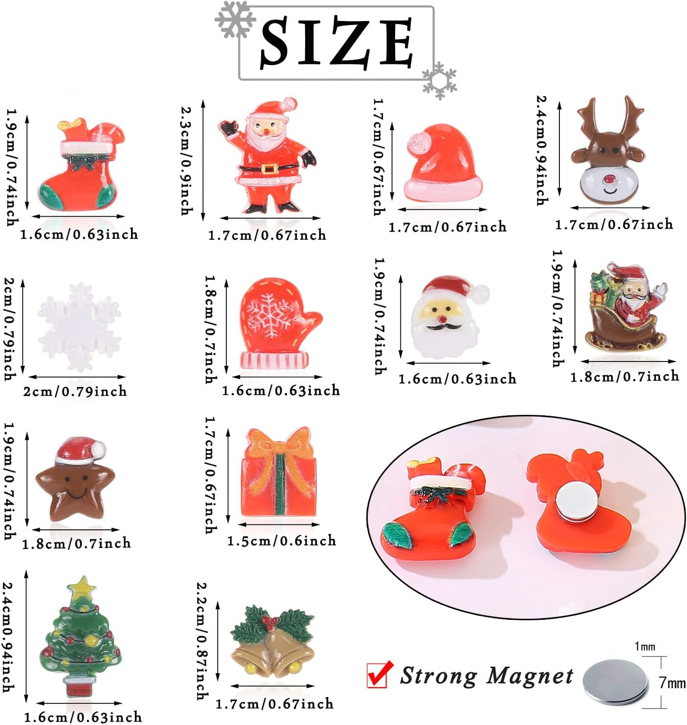 Spiritlele 12 Pairs Christmas Magnetic Earrings Set Resin Clip on Non Piercing Fake Earrings for Women Party