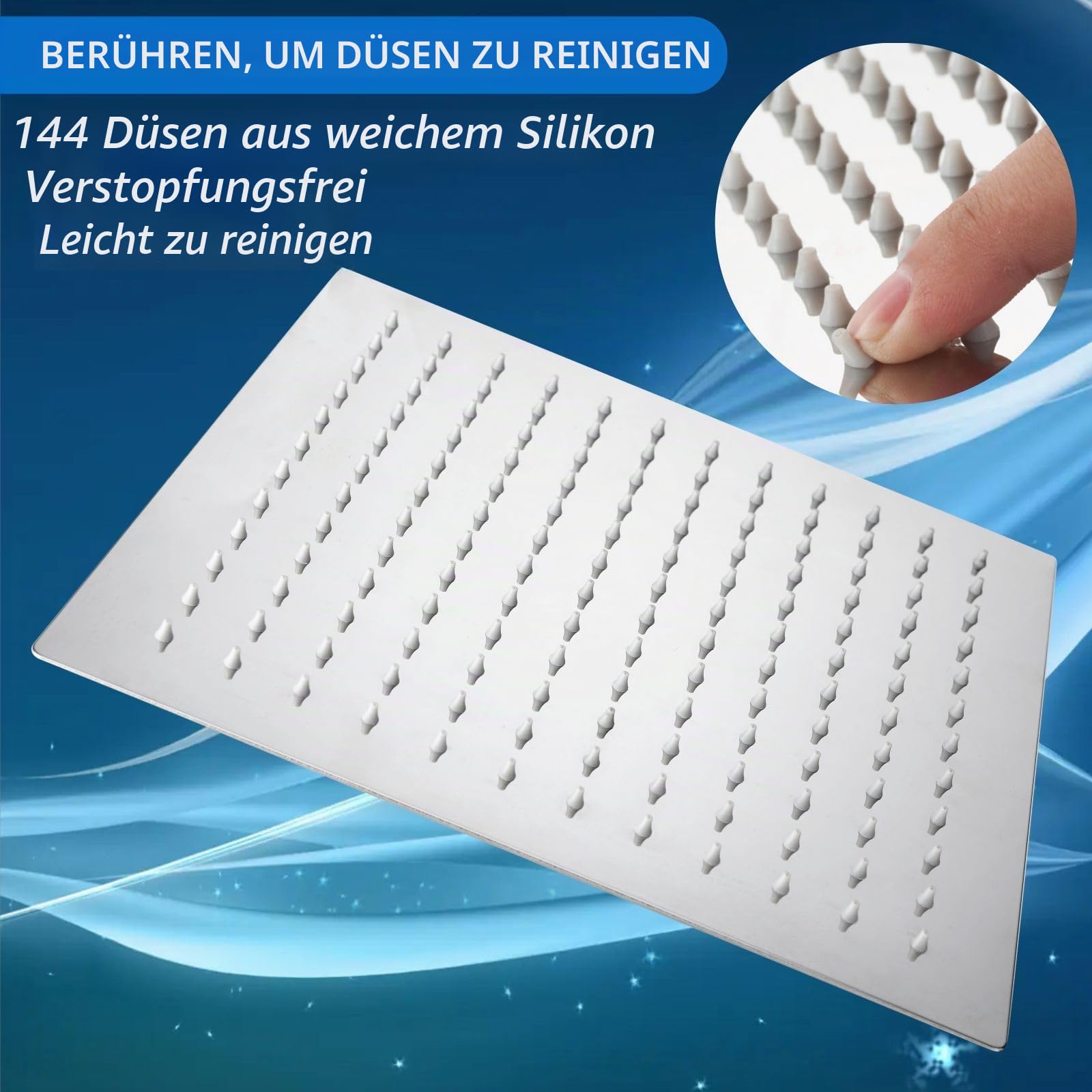 Voolan Regenduschkopf mit Filter, 30cm Großer Regenduschkopf mit Hohem Durchfluss aus Edelstahl 304, Gefilterter Wasserfall-Duschkopf für Hartes Wasser, Aktualisierte Version