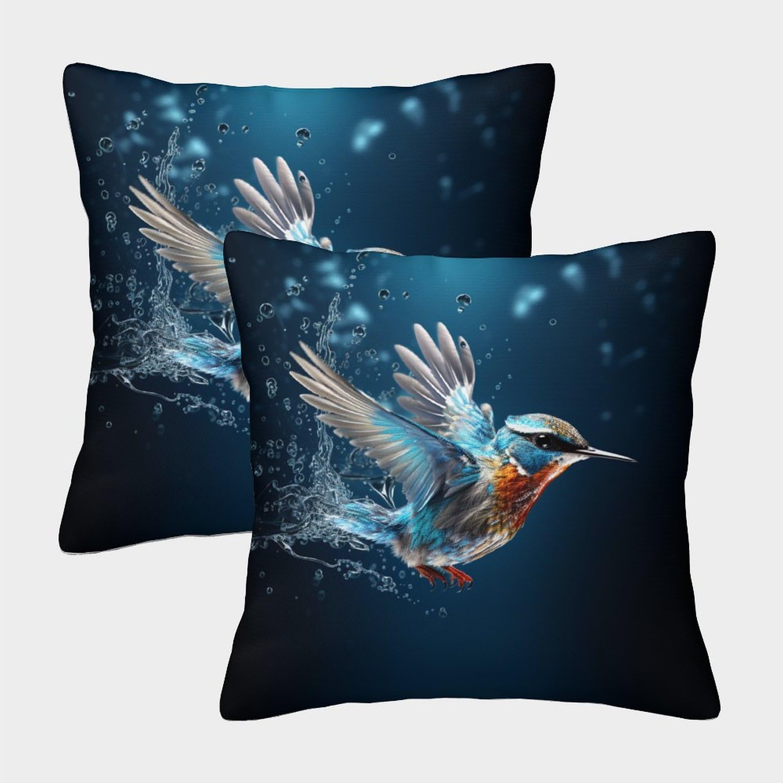 Kkpbhtyvg Style-8 Kingfisher Cushion Cover 2 Pack Decorative Machine Washable Pillowcases Square Cushions With Invisible Zipper Cushion Covers For Livingroom Sofa Bedroom Throw Pillow Case 40X40cm