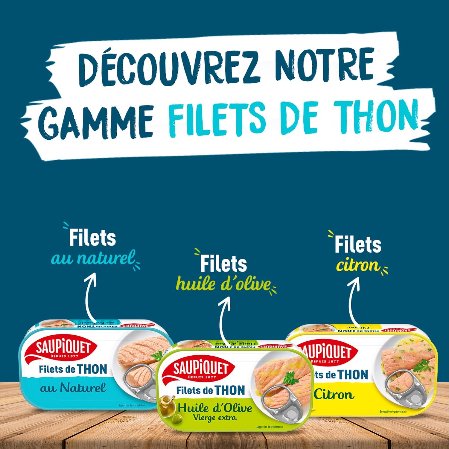 SAUPIQUET - Filets de Thon au Naturel - Découpés à la Main - Issus d'une Pêche Traçabilité Garantie - 12 Conserves (115 g)